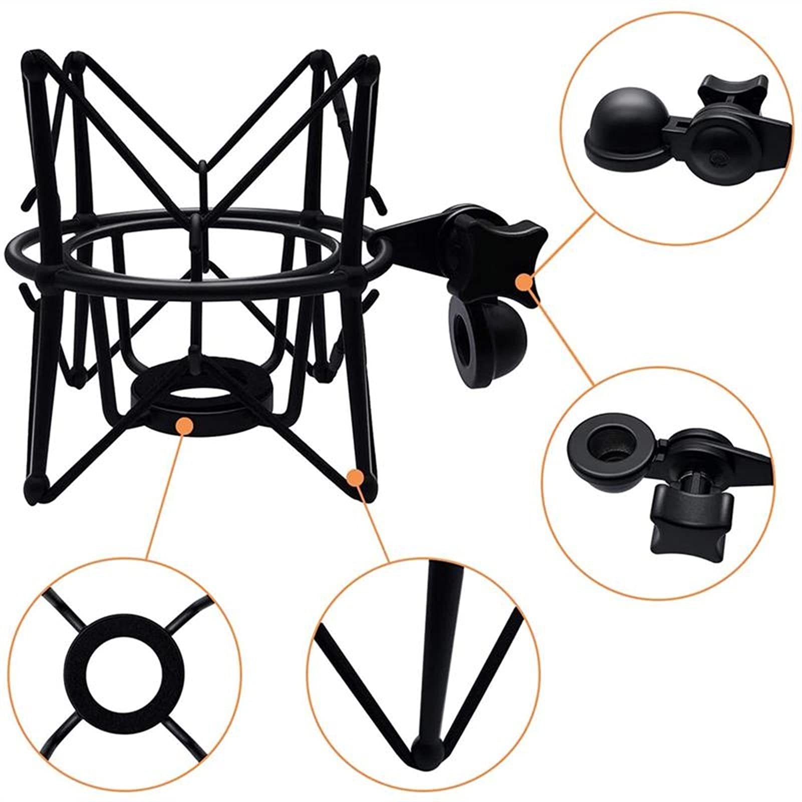 Premium Metal Spider Suspension Shockproof Mic Holder - Champagne Silver | Adjustable Microphone Stand Clip for Computer, Karaoke, Podcast & Studio Recording | Durable Shockproof Frame for Professional Audio Setup