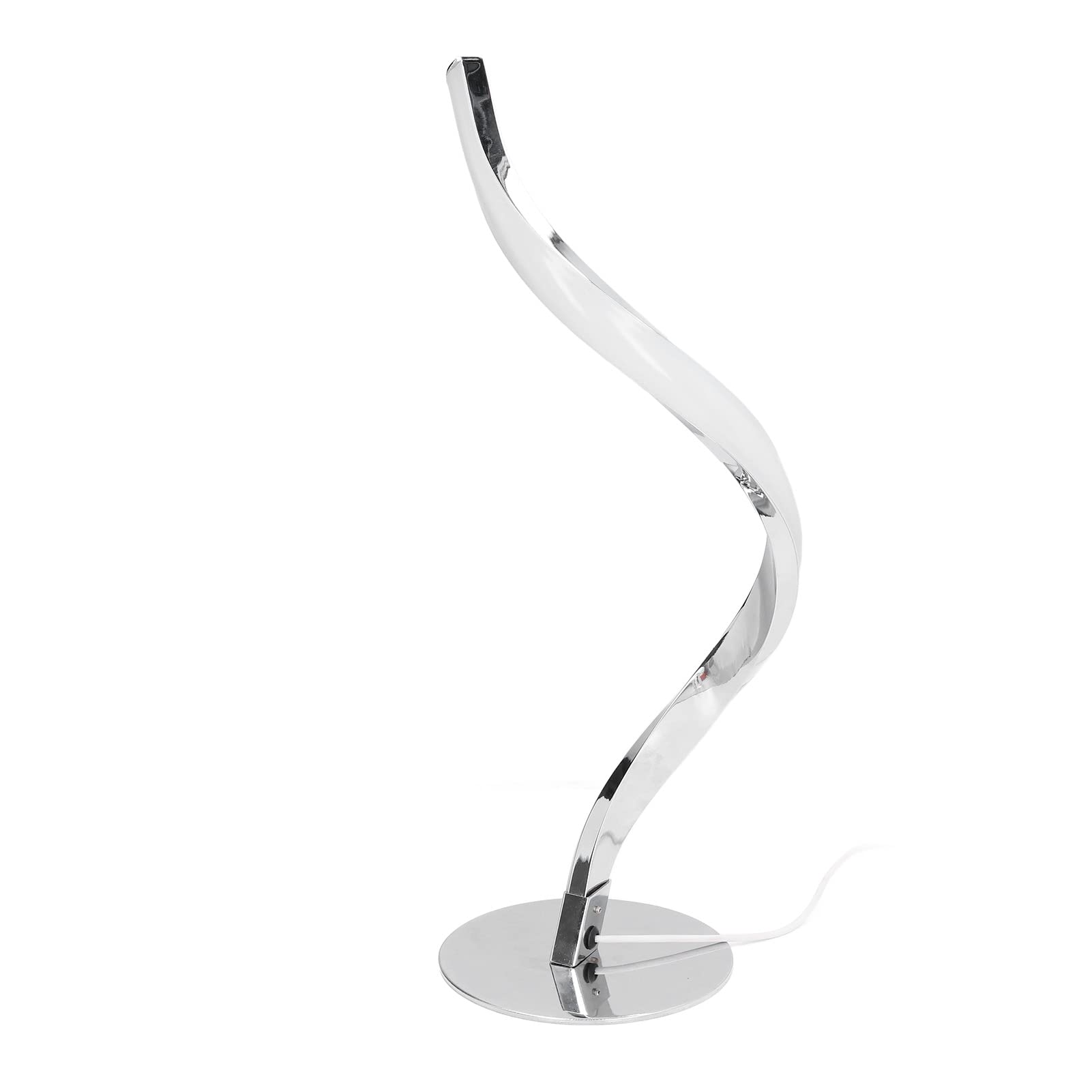DOINGKING 100-240V Modern Spiral Desk Lamp - Curved Eye Protection LED Light, White Decorative Table Lamp for Bedroom, Office & Study Room (#1)
