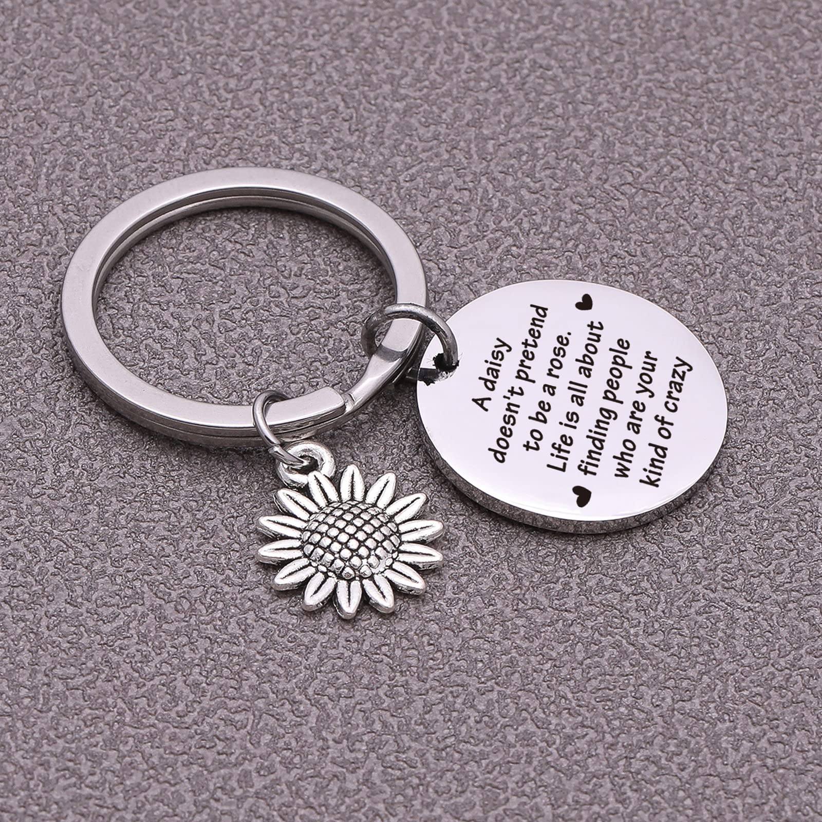 Stainless Steel Daisy Keychain - Best Friend Gift for Women, Friendship Jewelry & Tribal Accessory for Bestie - Perfect for Birthdays, Anniversaries & Everyday Carry