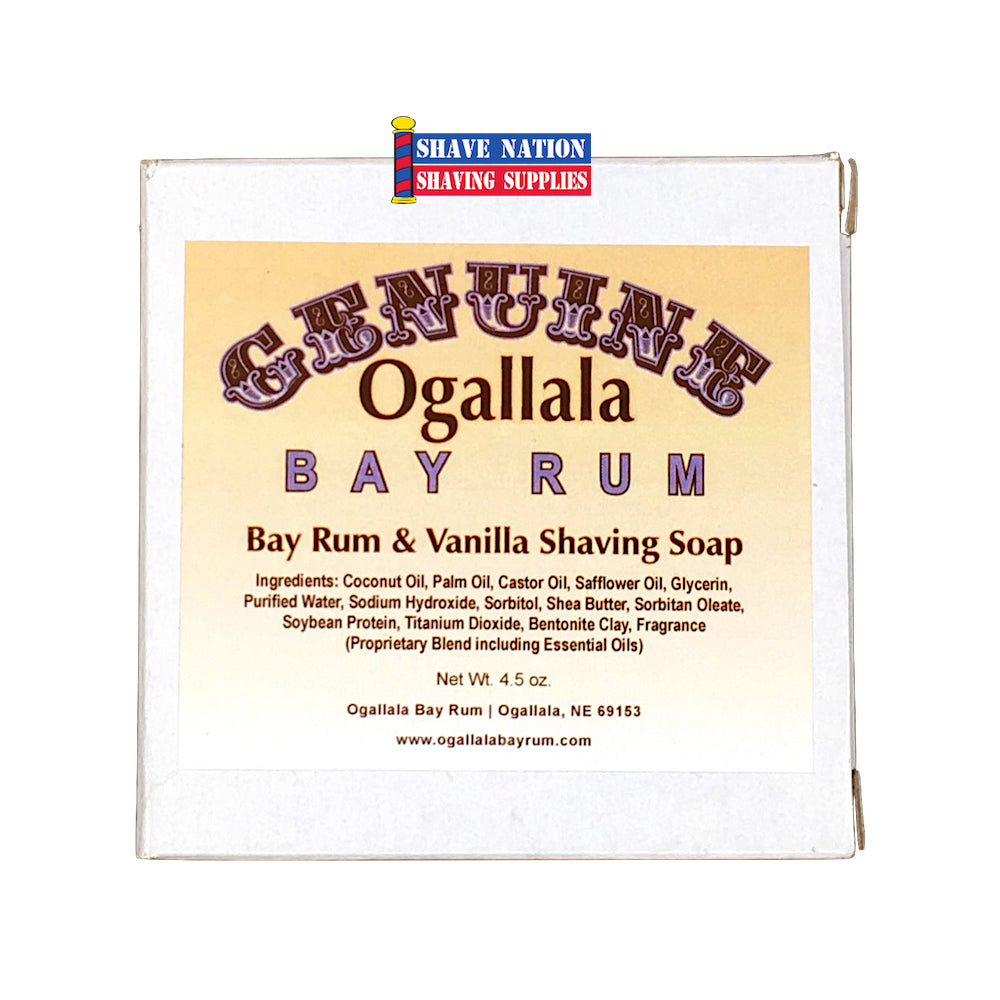 Ogallala Bay Rum & Vanilla Shaving Soap for Men - Natural Glycerin Shave Soap with Moisturizing Lather - Perfect for Wet Shaving & Beard Care Routine