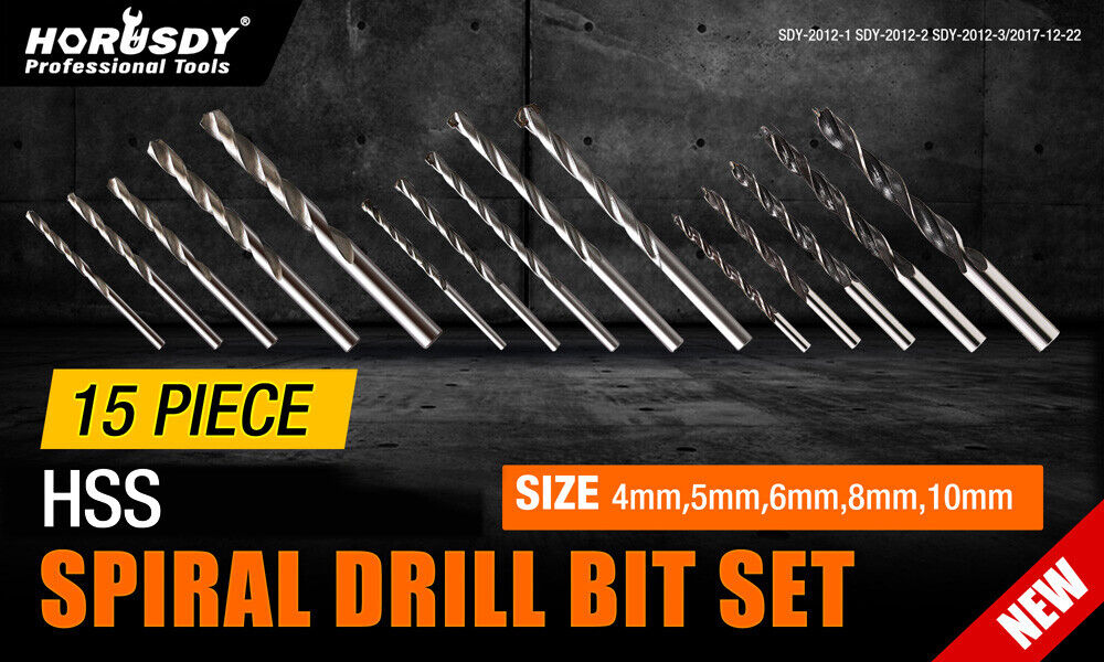 15-Piece HSS Drill Bit Set for Wood, Metal & Concrete - Titanium Coated Metric Drill Bits - Perfect for DIY Projects, Home Repairs & Professional Construction Work