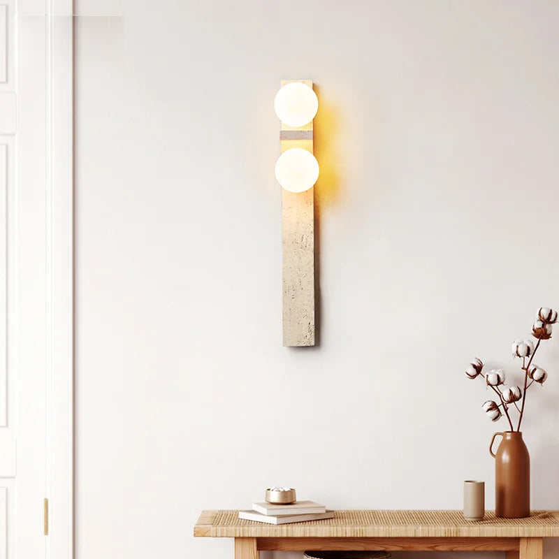 Lumina Twin Globe Marble Wall Sconce - Modern Marble & Glass Wall Light Fixture for Bedroom, Living Room, Hallway - Elegant Home Decor Lighting
