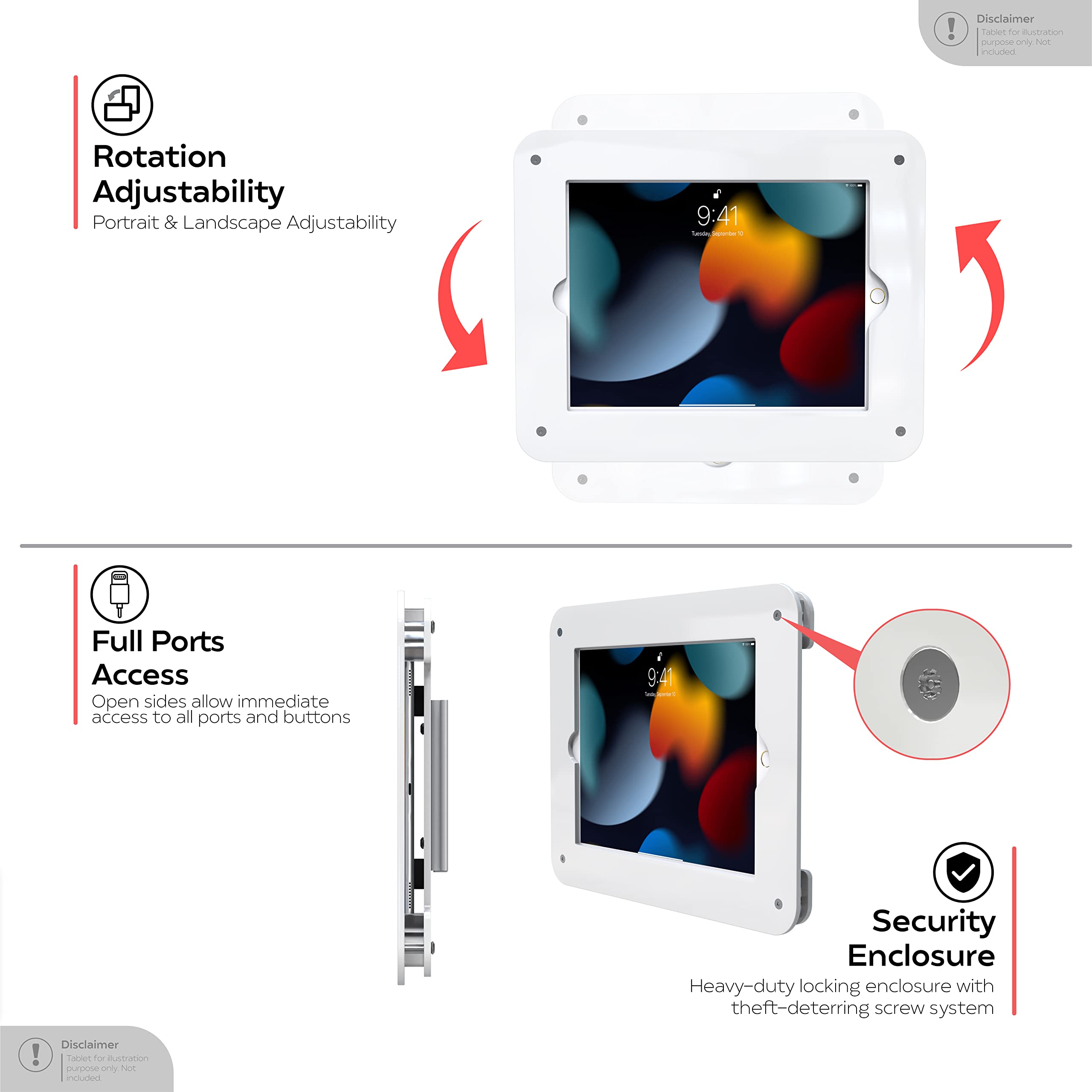 Secure Acrylic iPad Wall Mount Bracket - Anti-Theft Enclosure for iPad 10.2