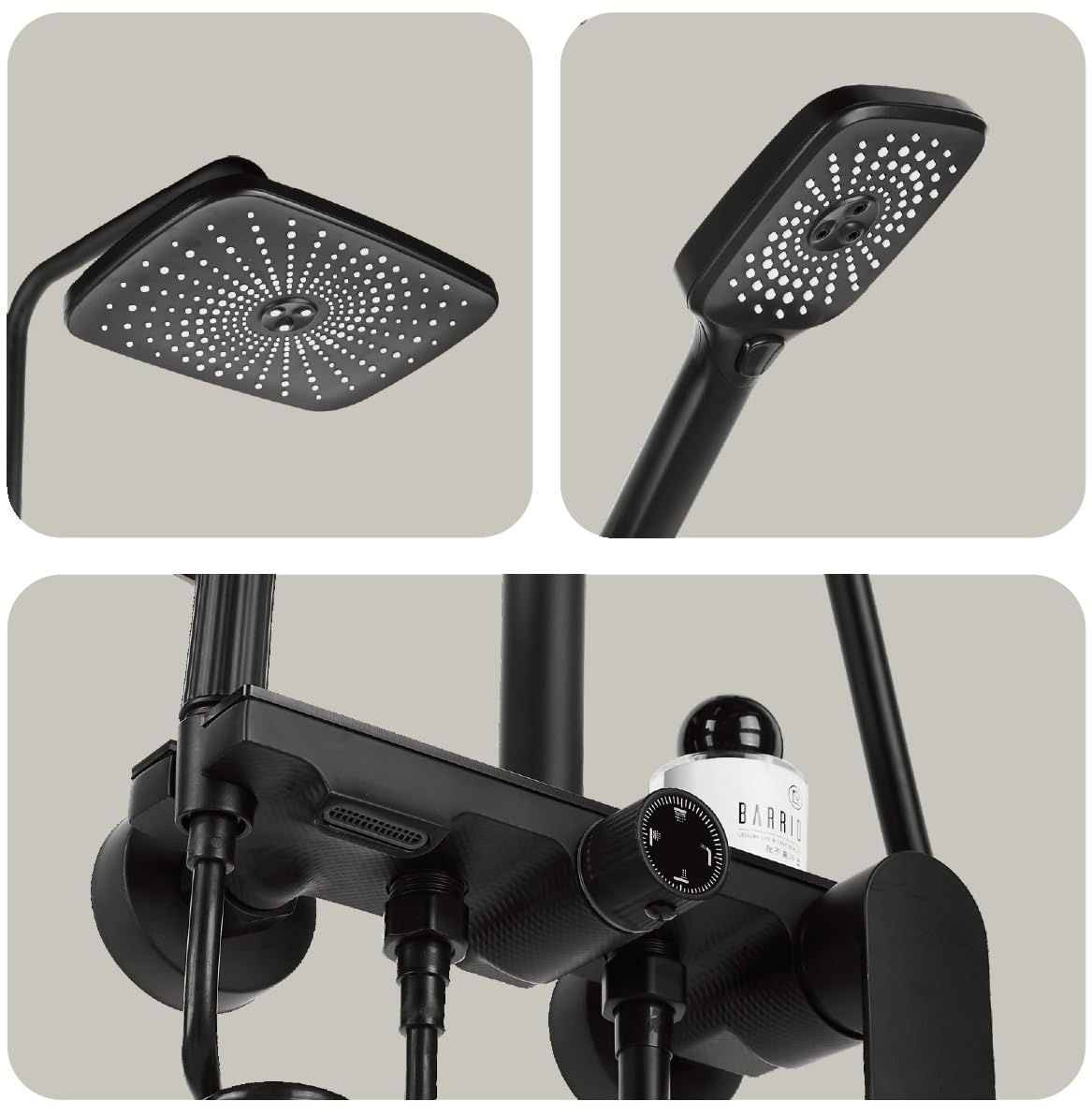 Premium Brass Shower Panel System - 4 Function Wall Mounted Mixer with Hand Shower, Rainfall Showerhead & Jet Spray - Matte Black Bathroom Upgrade for Spa-Like Experience