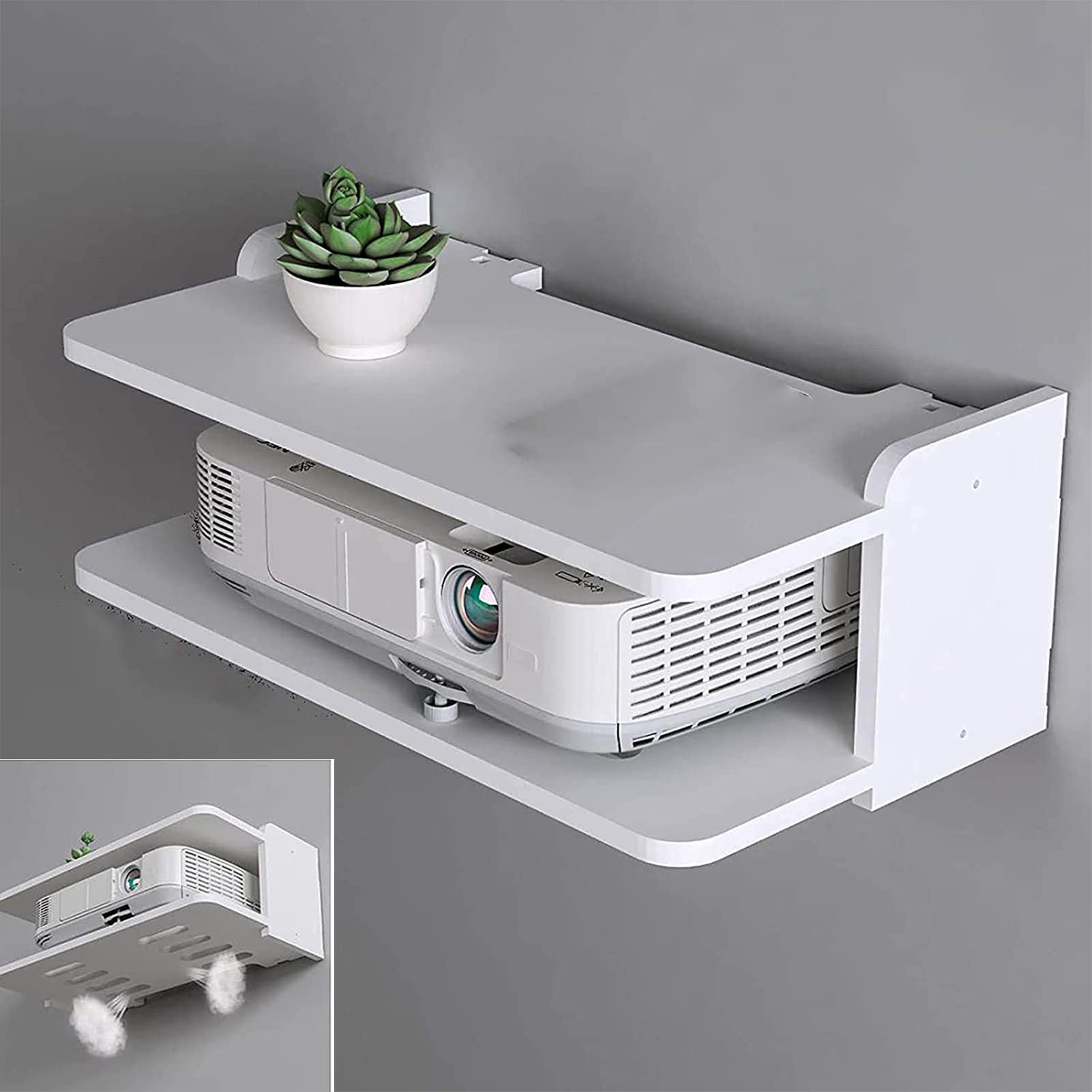 NYKCPJMW Small Mini Wall Shelves - WiFi Remote Control Storage Box for Cable Box, Under TV Entertainment Center - Perfect for Living Room & Bedroom Organization