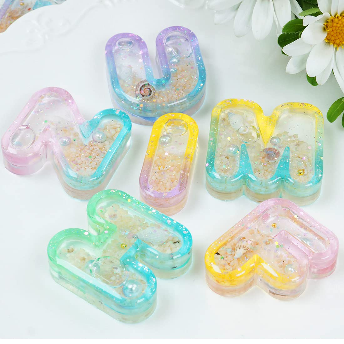 Premium 26-Piece Alphabet Resin Molds Set for DIY Epoxy Keychains, Jewelry & Pendant Making - Silicone Casting Molds with Seal Film for Quicksand Effect - Perfect for Handmade Gifts, Craft Projects & Home Decor