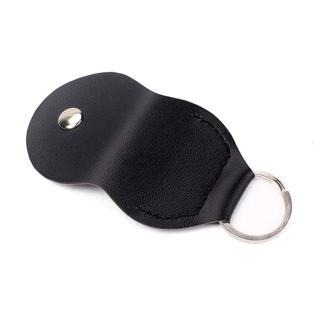 EXCEART Black Leather Guitar Keychain with Plectrum Holder - Music Accessories for Bass, Ukulele, and Guitar - Perfect for Musicians, Guitarists, and Music Lovers (Black) - Great for Gigs, Practice, and Travel