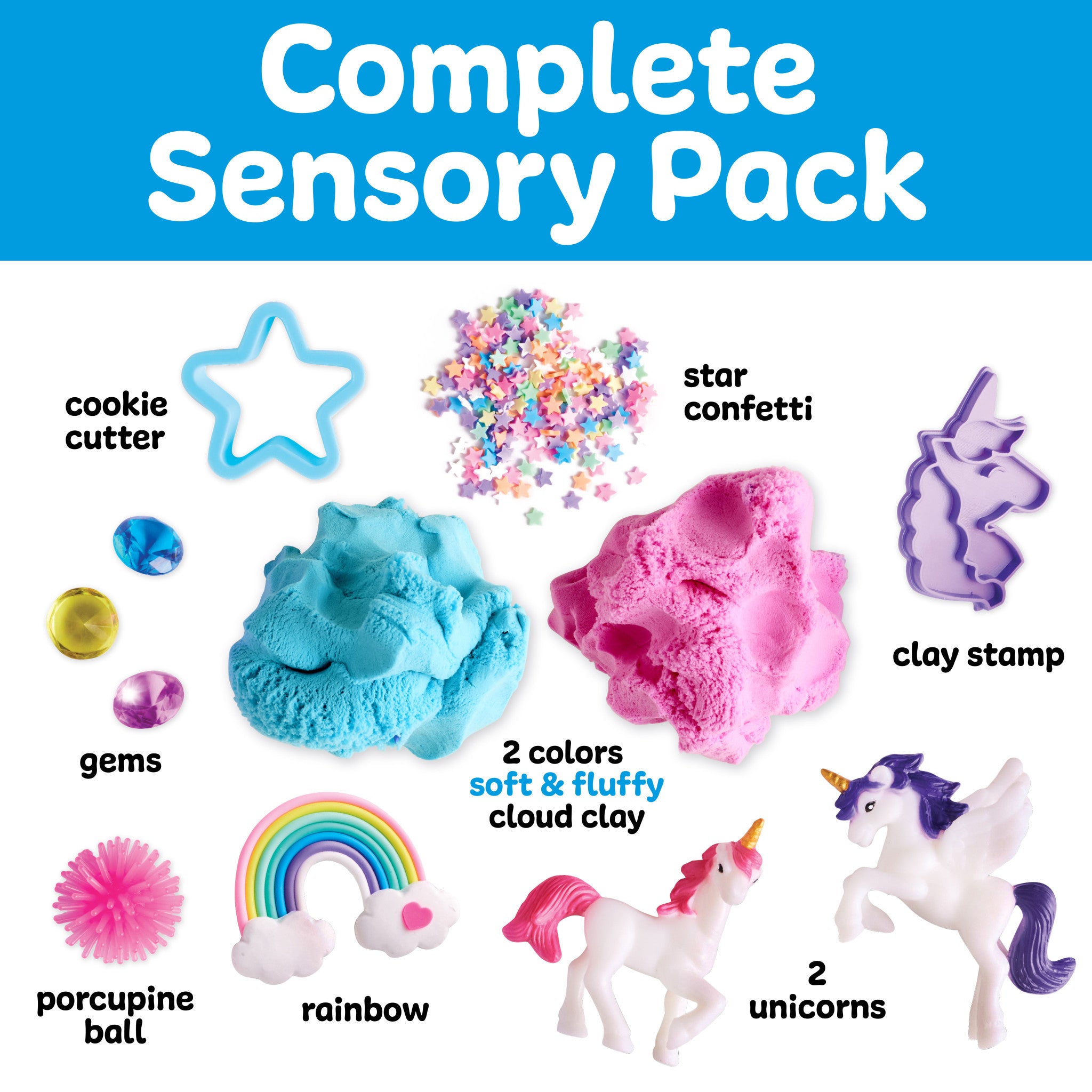 Unicorn Sensory Pack for Kids - Stress Relief & Focus Toy for Autism, ADHD, Anxiety - Fidget Toys for Classroom, Travel & Home Use