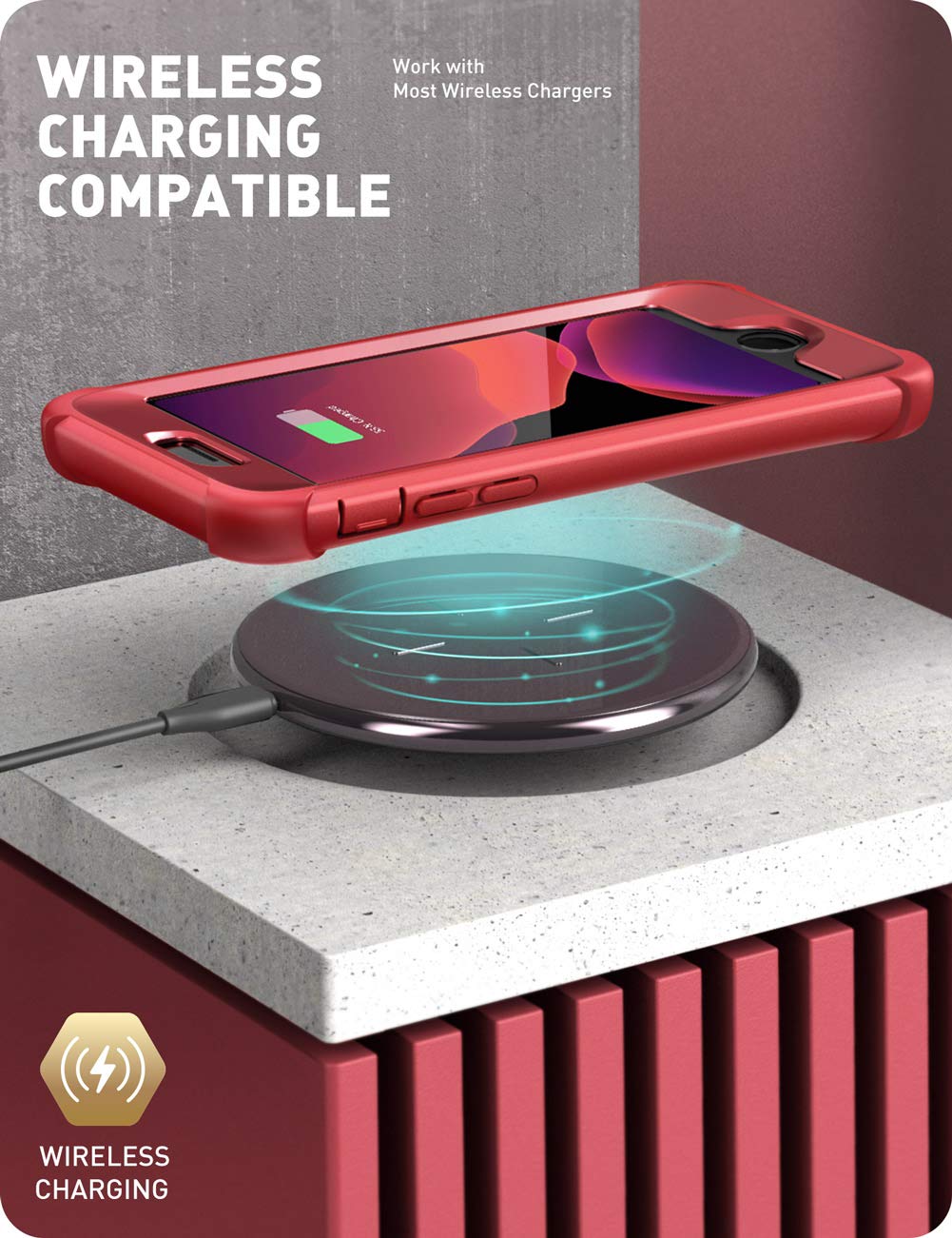 i-Blason Ares iPhone SE Case 2022 (3rd Gen) | Built-in Screen Protector | Dual Layer Rugged Clear Bumper Case for iPhone SE 2022/2020 & iPhone 8/7 (Red) | Shockproof Protection for Outdoor, Work & Daily Use