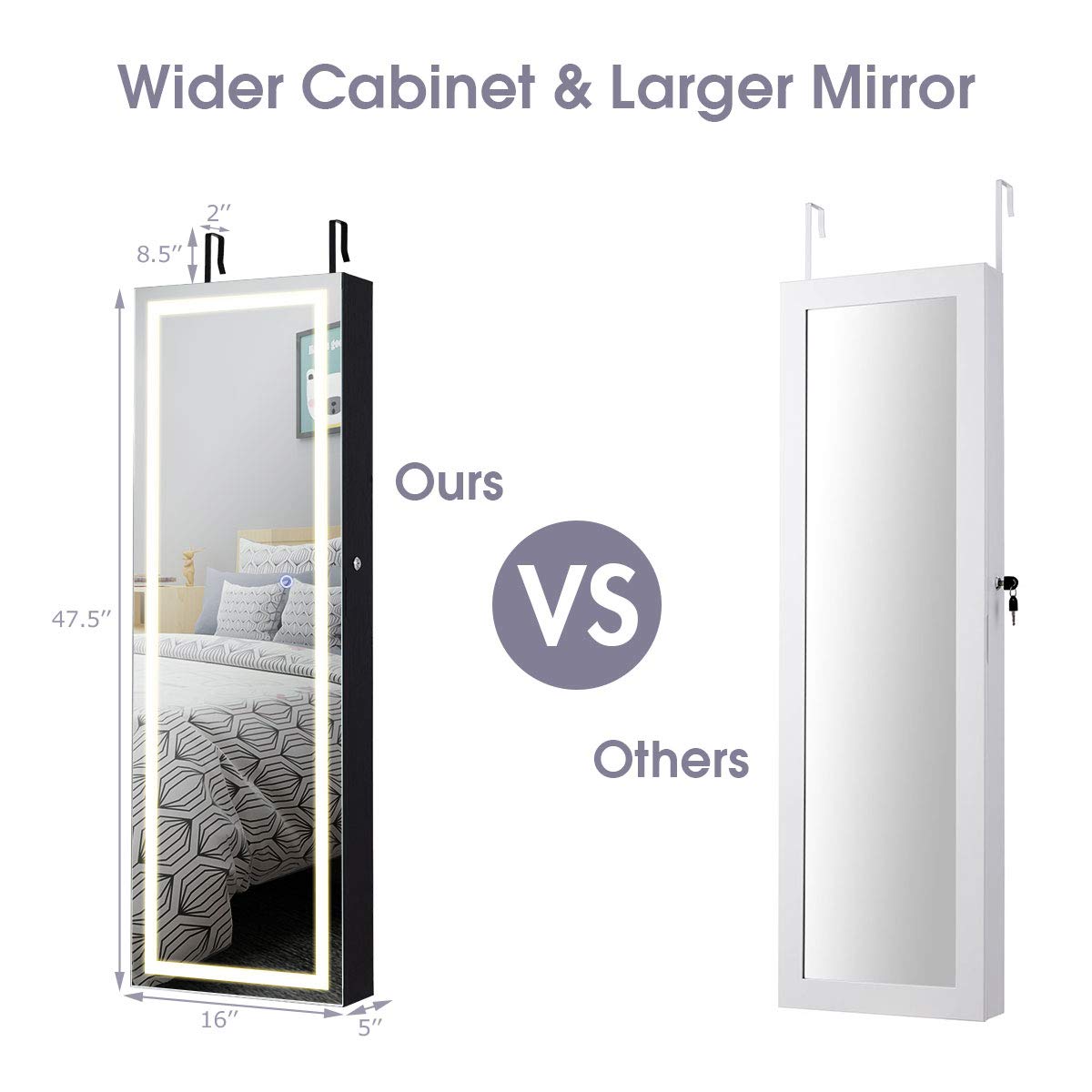 AUGESTER Jewelry Cabinet with Full Length Mirror - 47.5