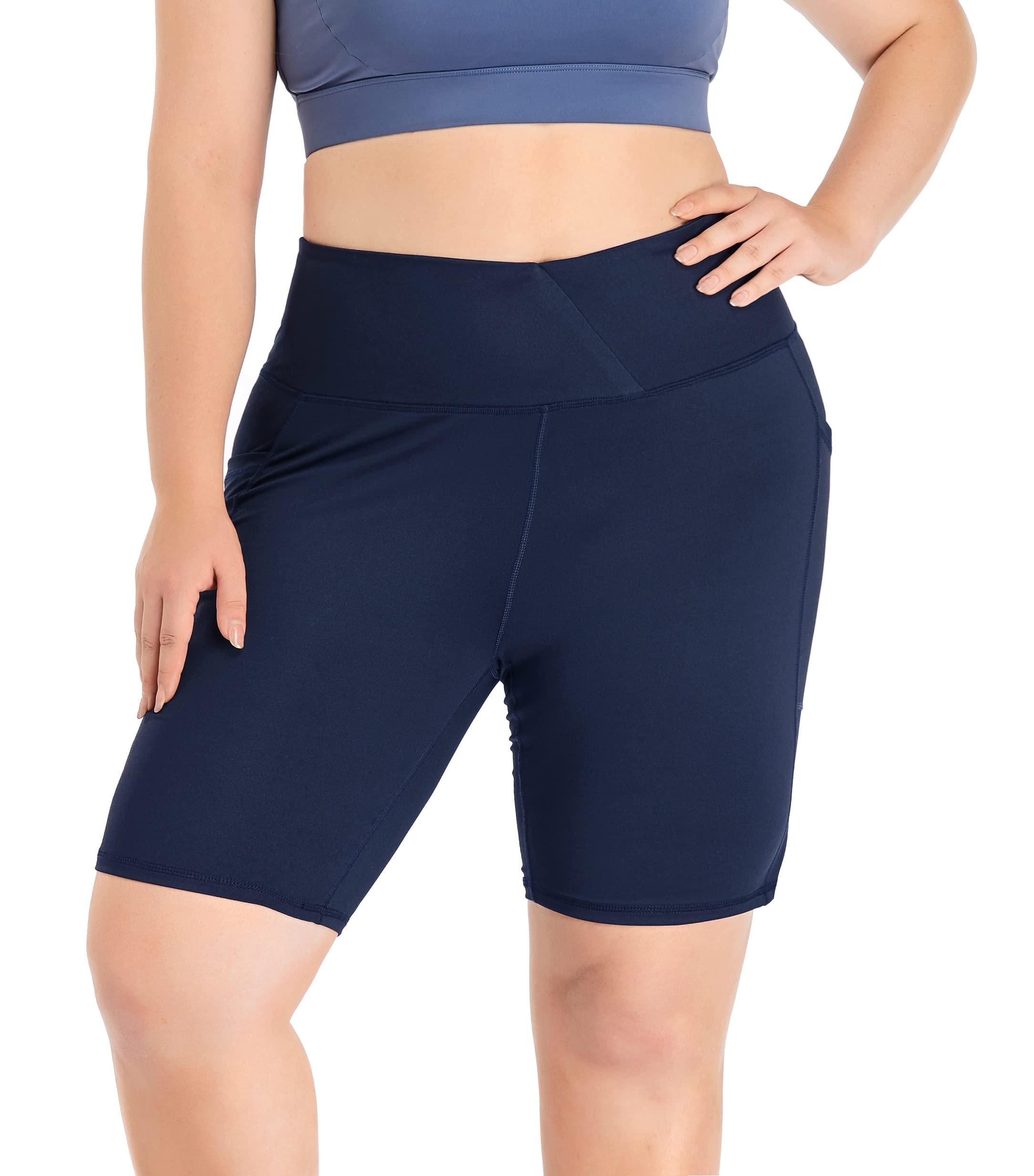 ZERDOCEAN Women's Plus Size High Waist Biker Shorts 8