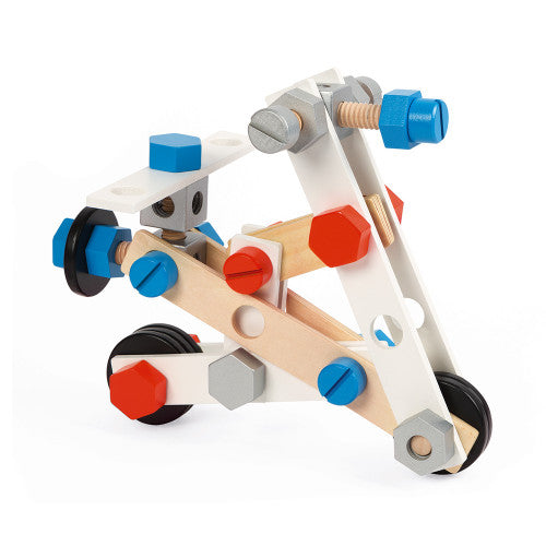 Janod BricoKids DIY Barrel Building Set - 100 Piece Wooden Construction Toy for Kids Ages 4-8 | Creative STEM Learning & Pretend Play | Perfect for Birthday Gifts & Classroom Activities