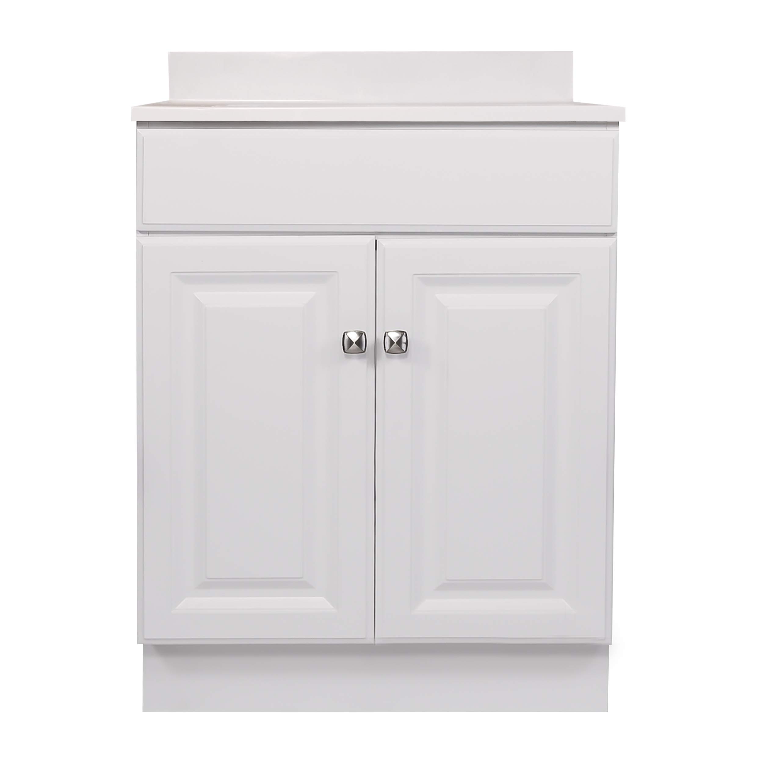 25 Inch White Bathroom Vanity with Countertop - Wyndham Ready-to-Assemble Sink Cabinet by Design House (Model 591164) - Perfect for Small Bathrooms, Powder Rooms & Home Renovations