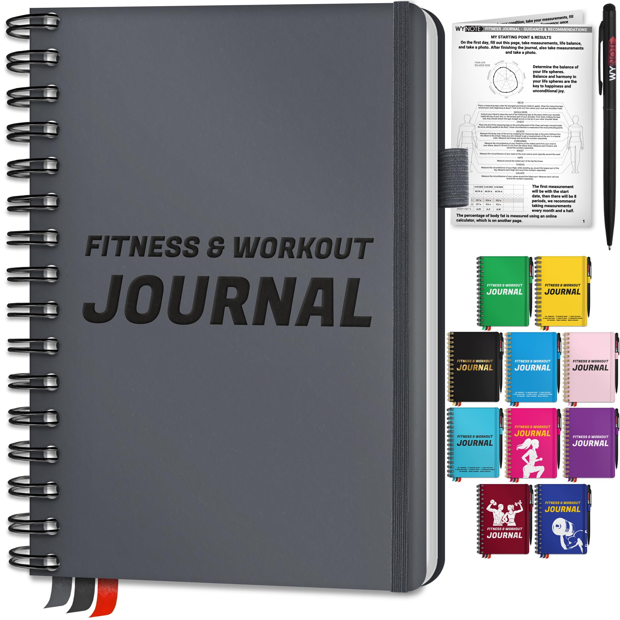 Premium A5 Fitness Journal - Track 150+ Workouts, Body Fat & 12 Key Metrics | Yearly Calendar, 7 Comparative Periods & Goal Setting | Perfect for Gym, Home Workouts & Weight Loss Tracking