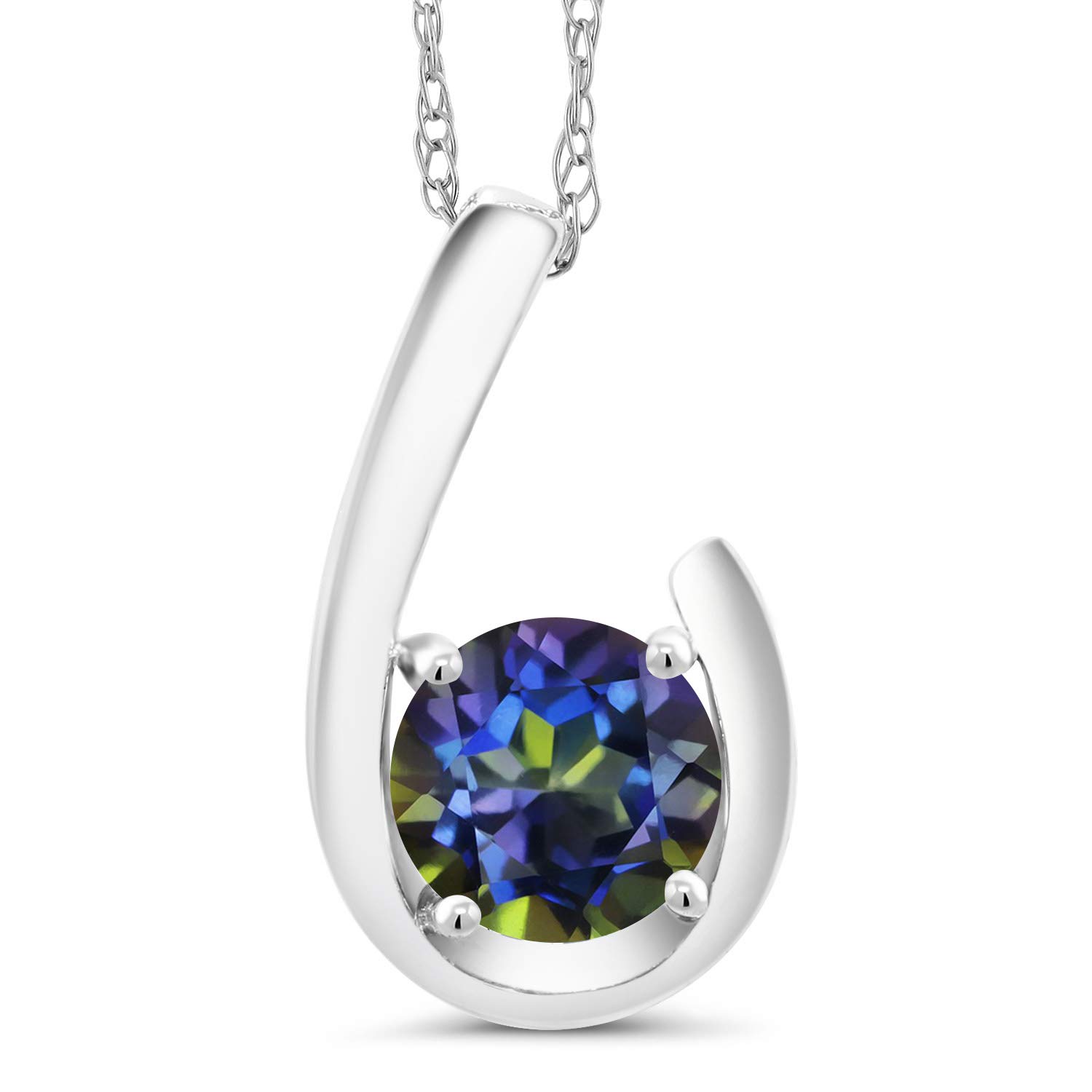 10K White Gold Round 6MM Birthstone Pendant Necklace for Women - 18 Inch Chain | Personalized Gift for Mom, Wife, Daughter | Perfect for Birthdays, Anniversaries & Special Occasions