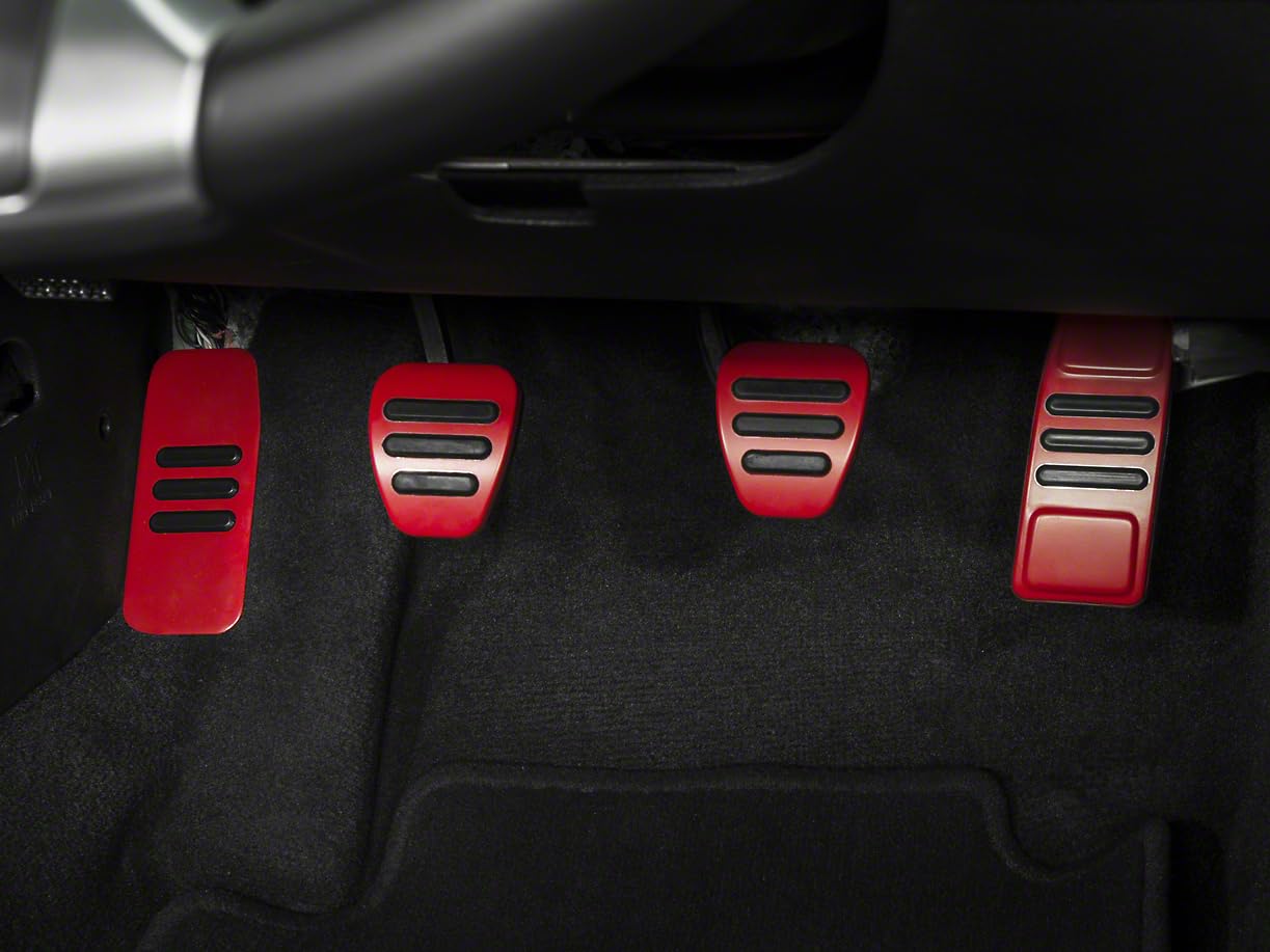 GT500 Style Red Pedal Covers for 05-14 Mustang Manual Transmission - Enhance Driving Experience on Track & Street