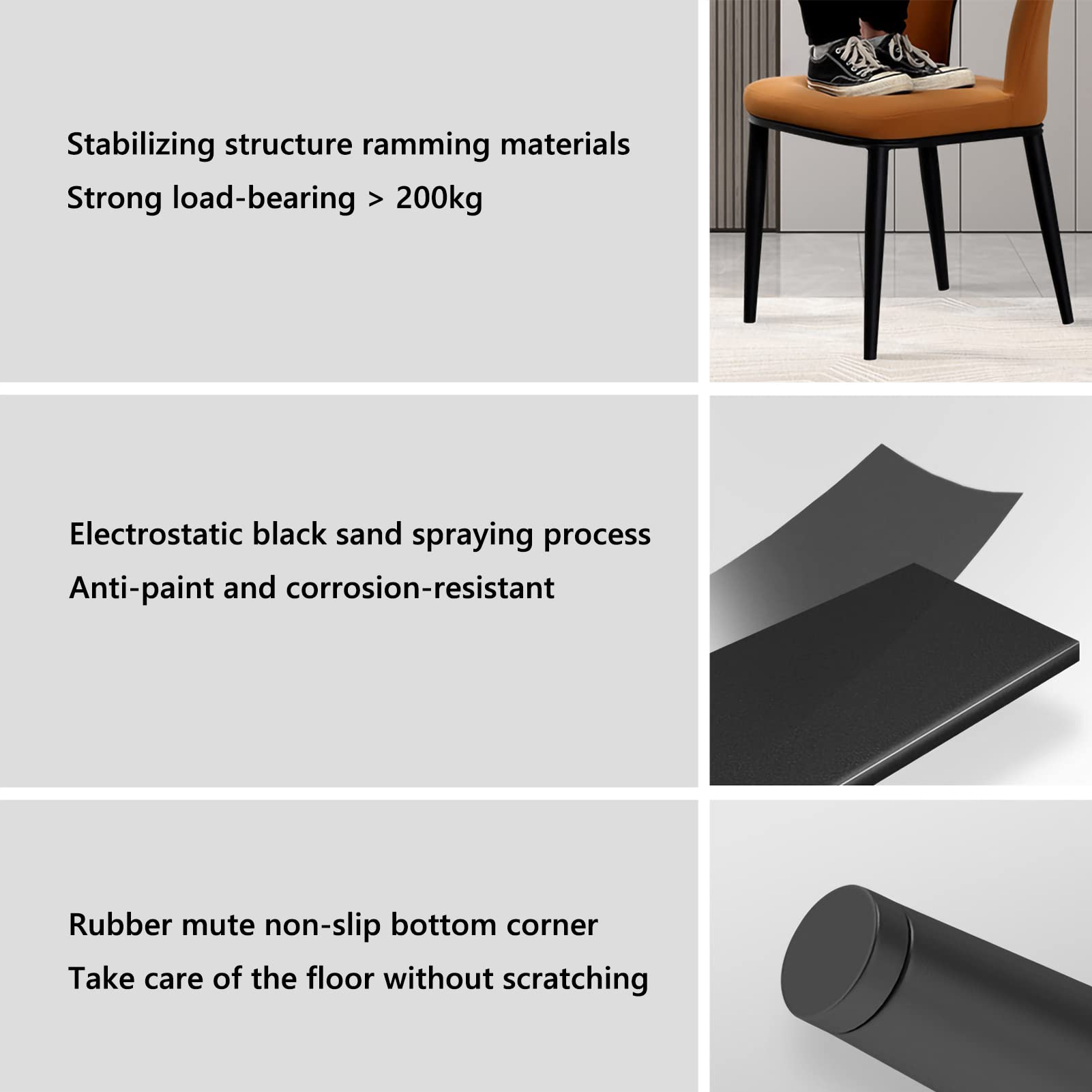 Modern Upholstered Leather Dining Chairs Set of 2 - Steel Frame Metal Kitchen Chairs with Soft Cushioning for Comfortable Seating | Perfect for Dining Room, Bedroom, Living Room, Lounge & Reception Areas