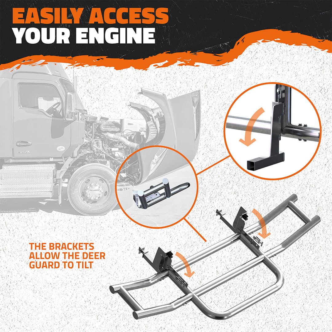 Heavy Duty Front Bumper Guard with Mounting Brackets for International Prostar (2008-Present) - 90