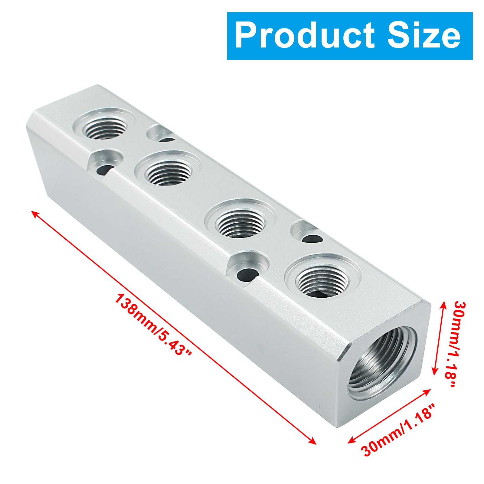 Litoexpe 4 Way Pneumatic Manifold Air Distribution Block - G1/2 Supply Port & G1/4 Output Port - Heavy Duty Air Compressor Manifold Fitting for Industrial Automation, HVAC Systems & Pneumatic Tools