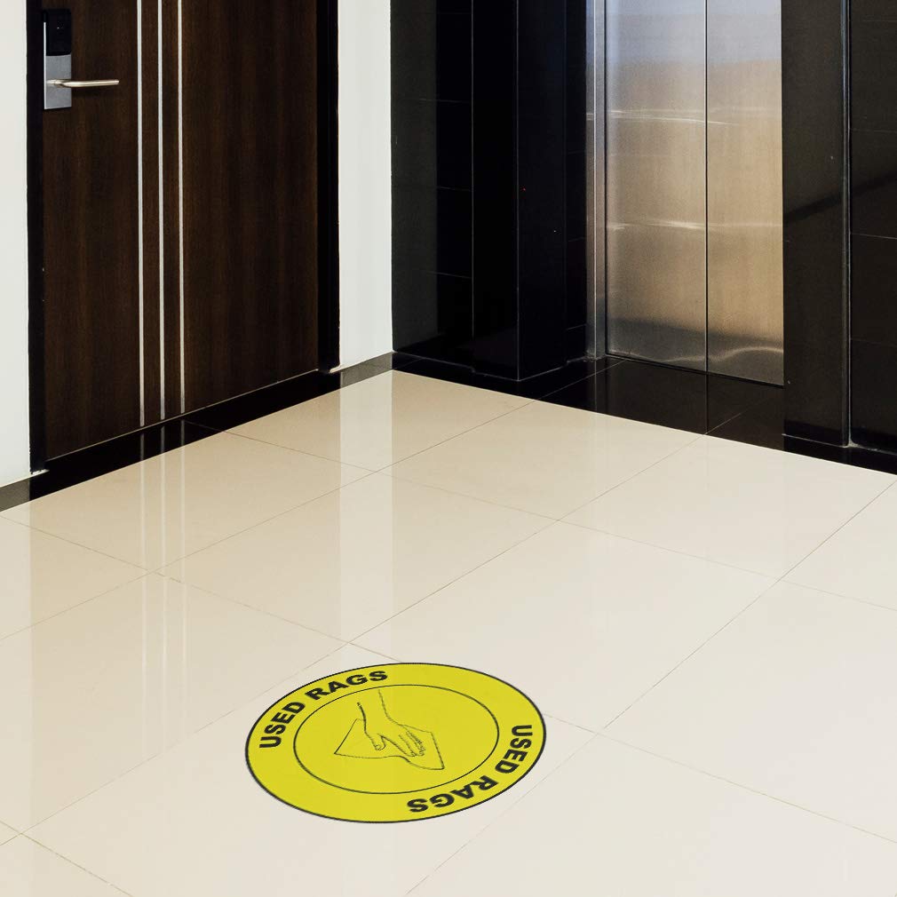 Used Yellow Anti-Slip Round Floor Decals - 36Inch Industrial Safety Signs for Business & Warehouse (Non-Slip Floor Marking Stickers for Work Areas, Factories, Garages)