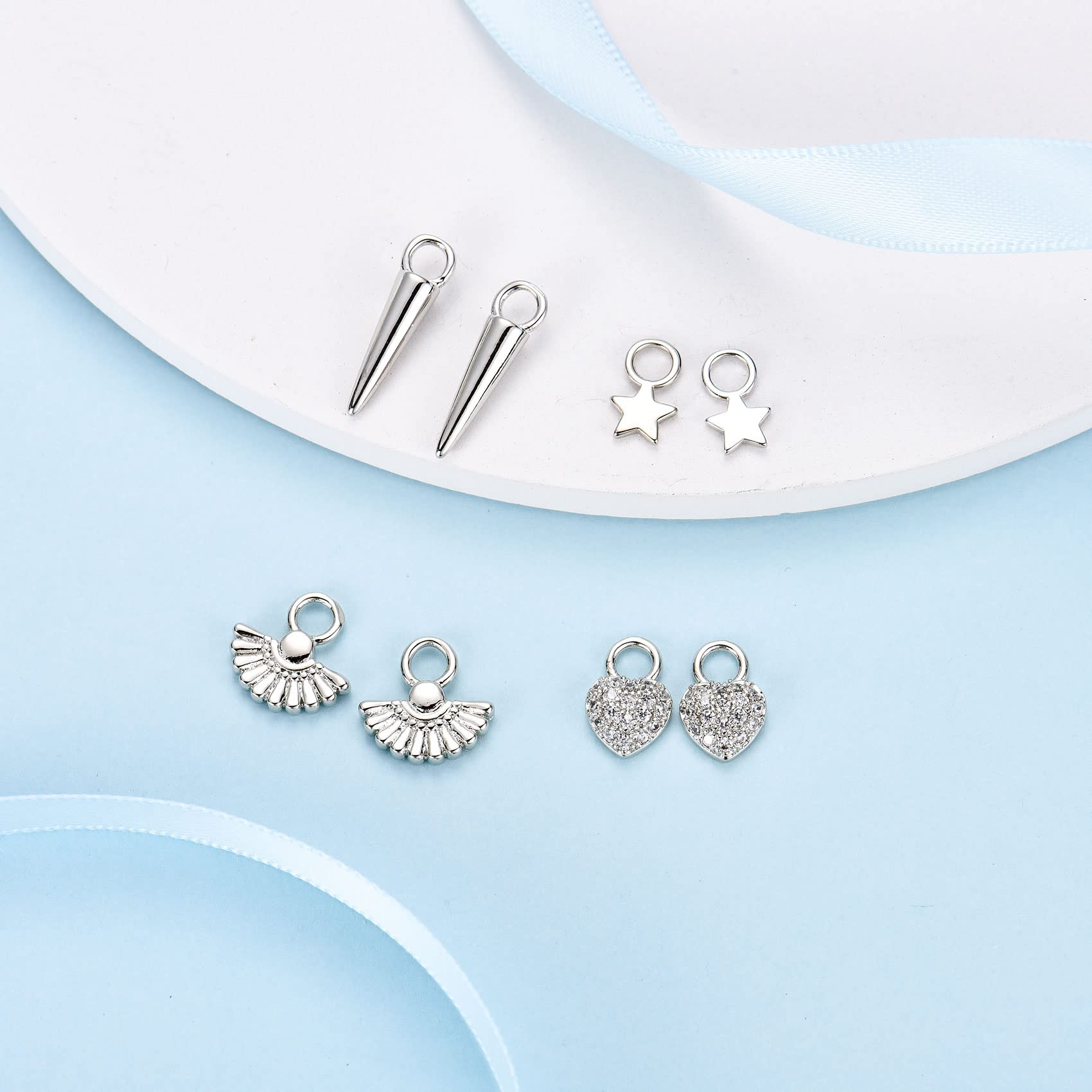 S925 Sterling Silver Dangle Hoop Earrings for Women & Girls - 2 Pairs Hoop Earrings with 4 Dangle Pendants, Cubic Zirconia Drop Earrings Set | Perfect for Parties, Weddings & Everyday Wear