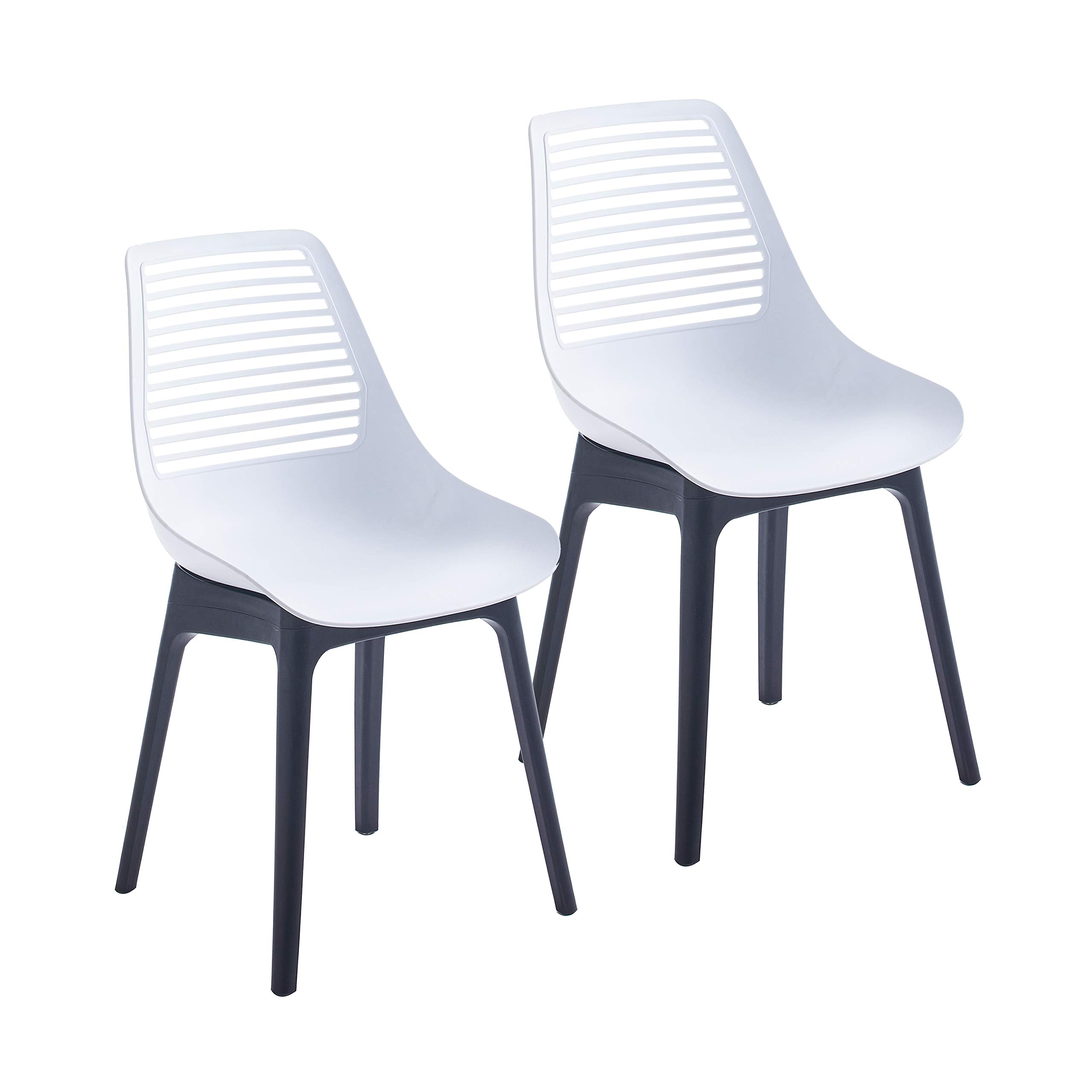 Porthos Home Moe Modern Dining Chairs Set of 2 - Waterproof & Stain Resistant Plastic Shell with Decorative Grooves for Airflow - Perfect for Kitchen, Dining Room, or Outdoor Patio Use