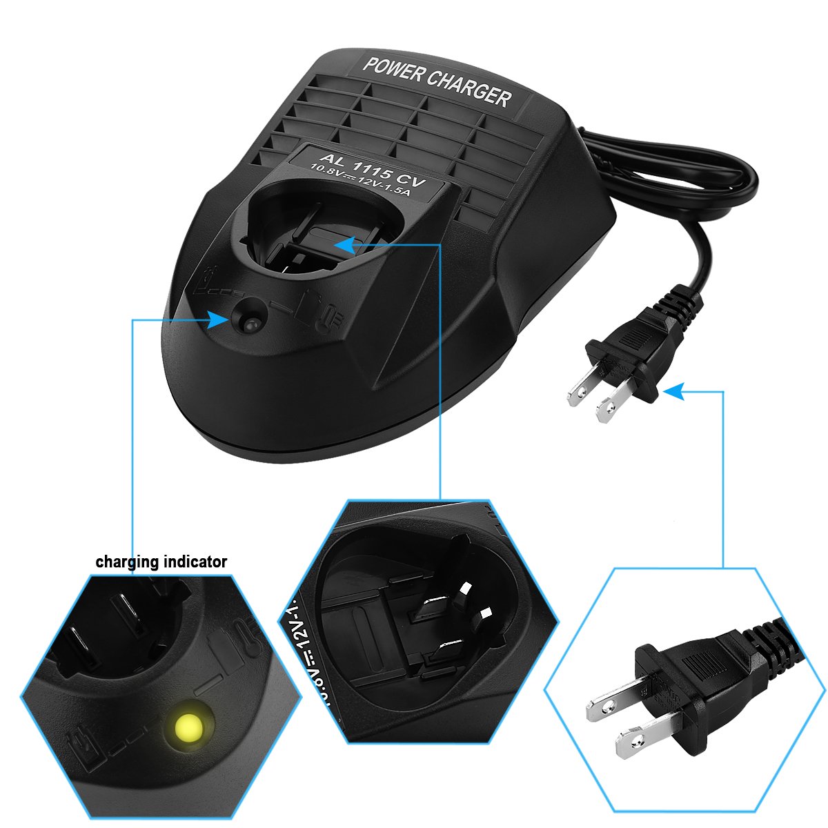 Powilling BC330 12V Replacement Battery Charger for Bosch 12V Lithium-Ion Batteries - Fast Charging, Compatible with Bosch 12V Power Tools, Ideal for Drills, Saws, and DIY Projects
