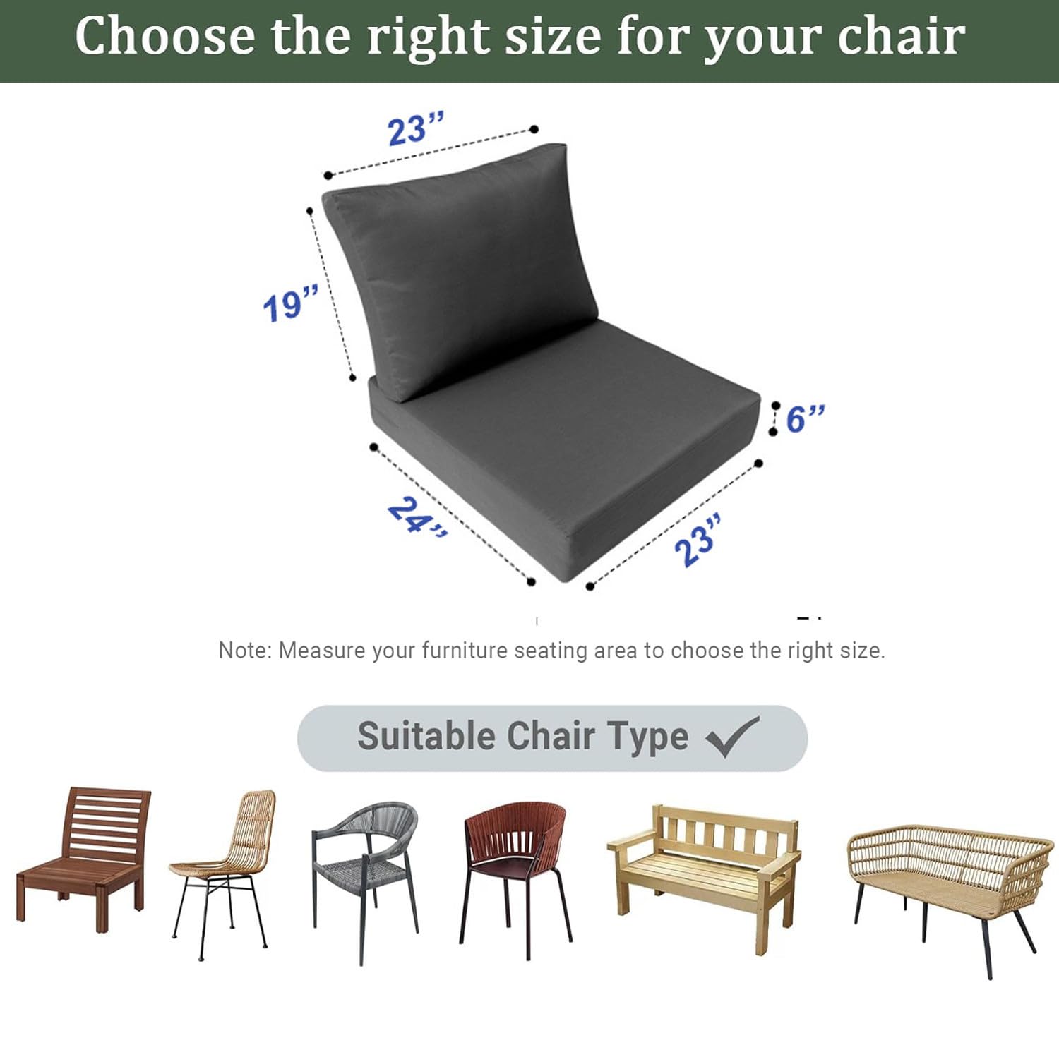 23x24x6 Inch Deep Seat Back Cushion Slip Cover Set - Contrast Pipe Trim Small (AD104) for Sofa, Loveseat & Chair Protection | Water-Resistant & Easy to Clean