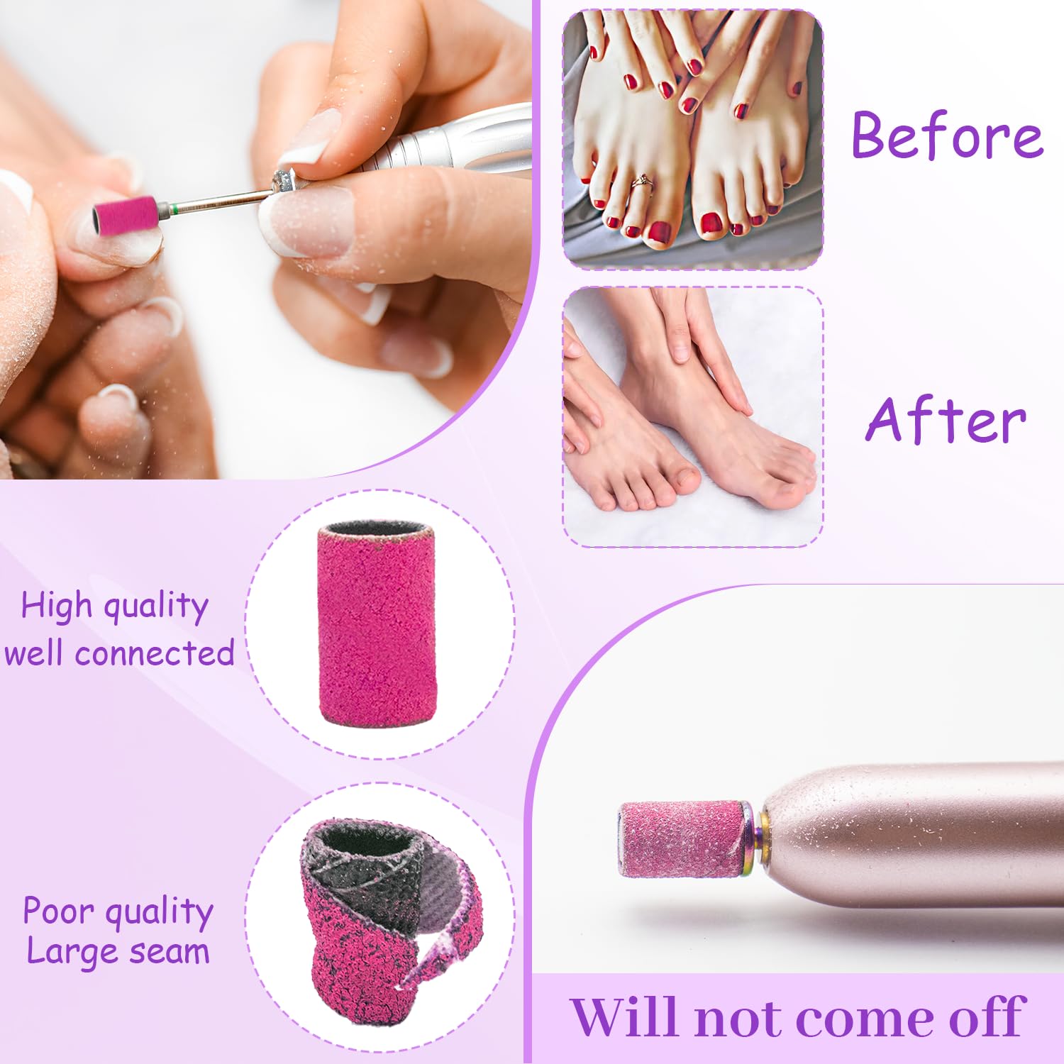 240 Grit Sanding Bands for Nail Drill - 100Pcs Extra Fine Nail Sanding Bands for Natural Nails Polishing, Shaping & Manicure - Professional Zebra Sanding Bands Set for At-Home & Salon Nail Care - Perfect for Gel, Acrylic & Pedicure Applications