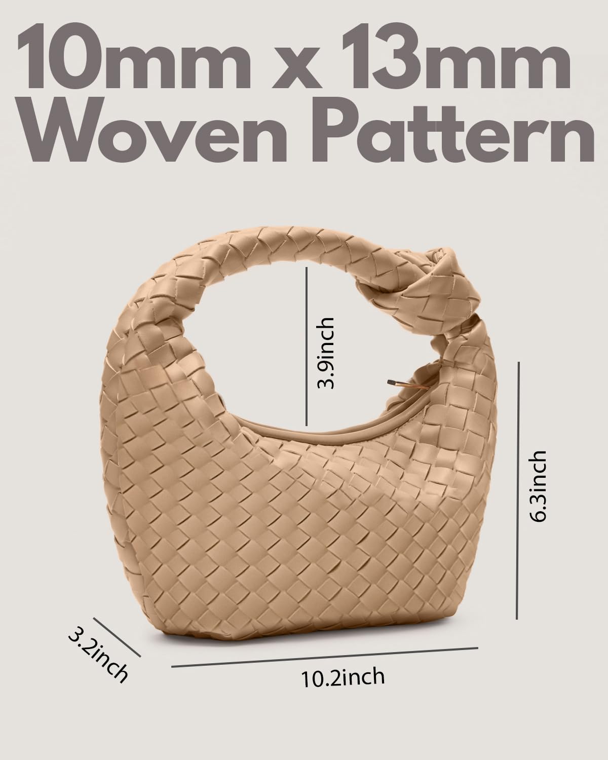 Stylish Woven Handbag for Women - Vegan Leather Hobo Purse with Knotted Top Handle - Fashionable Small Shoulder Bag & Clutch for Everyday Use, Work, and Evening Events