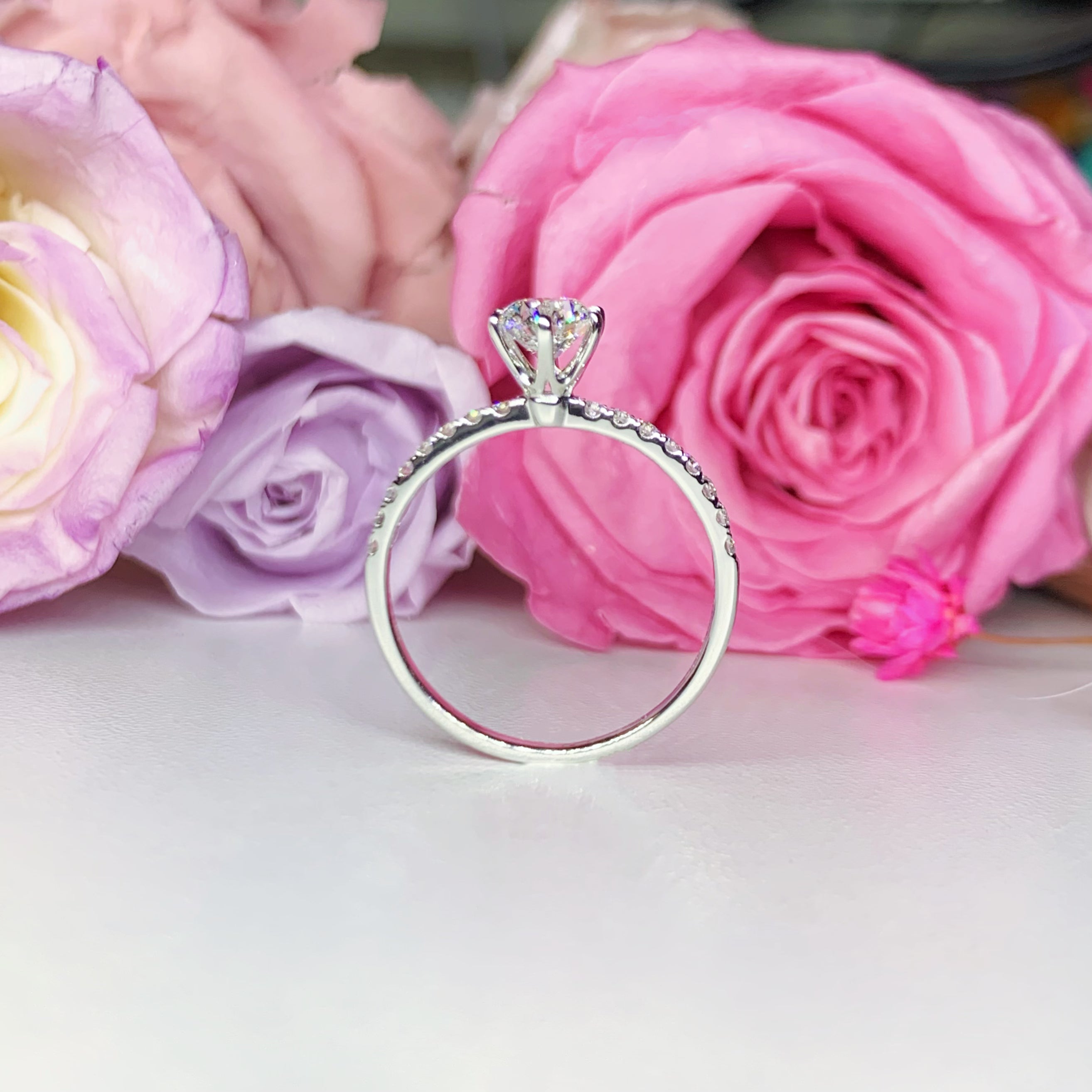 Six Prong Side Stone Diamond Engagement Ring Setting - LGR001s | Perfect for Proposals, Weddings & Anniversary Gifts