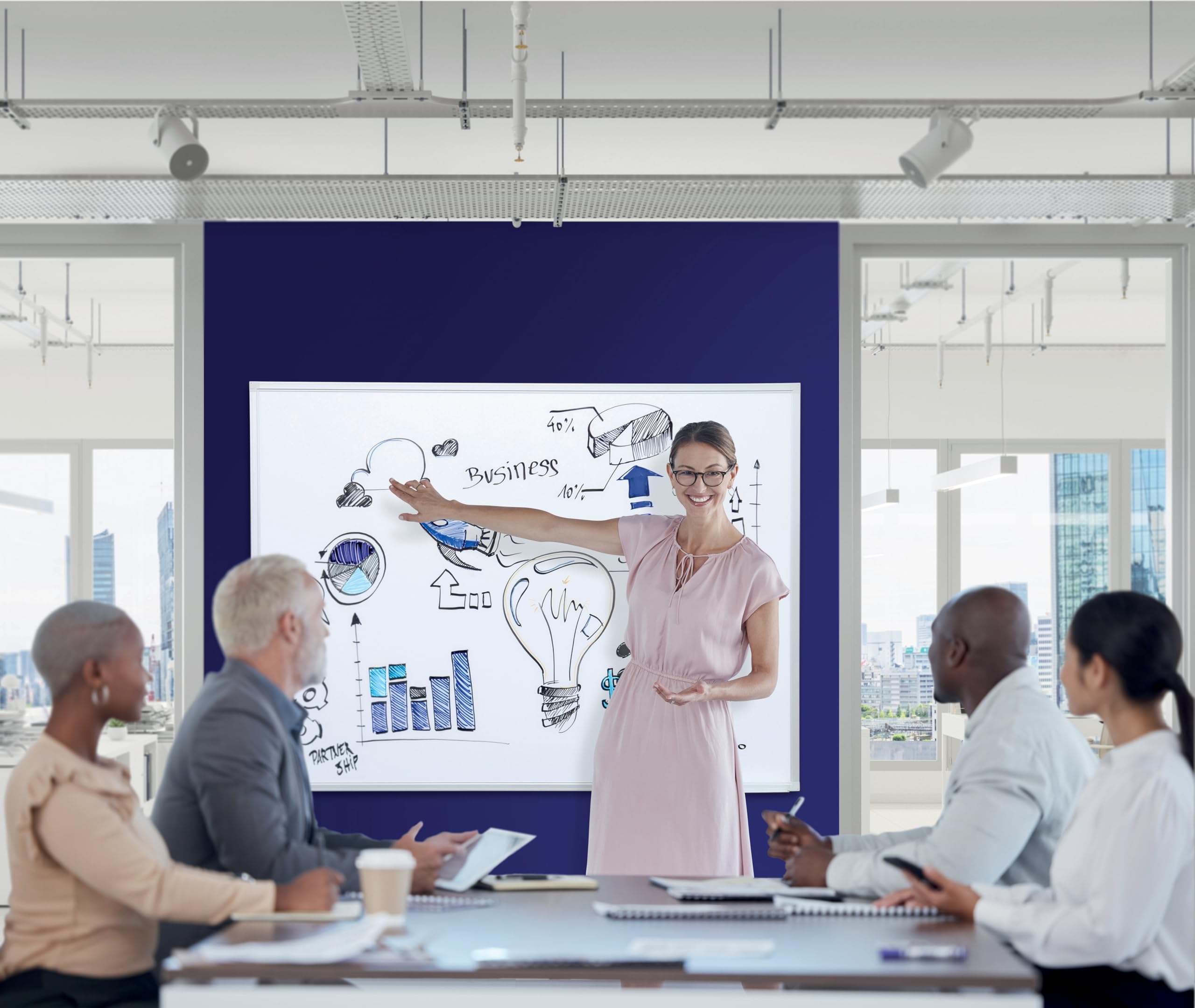 SC3002 White Plastic Coated Writing Board - 90 cm x 60 cm (Varnished Surface) - Dry Erase Whiteboard for Office, Classroom & Home Use