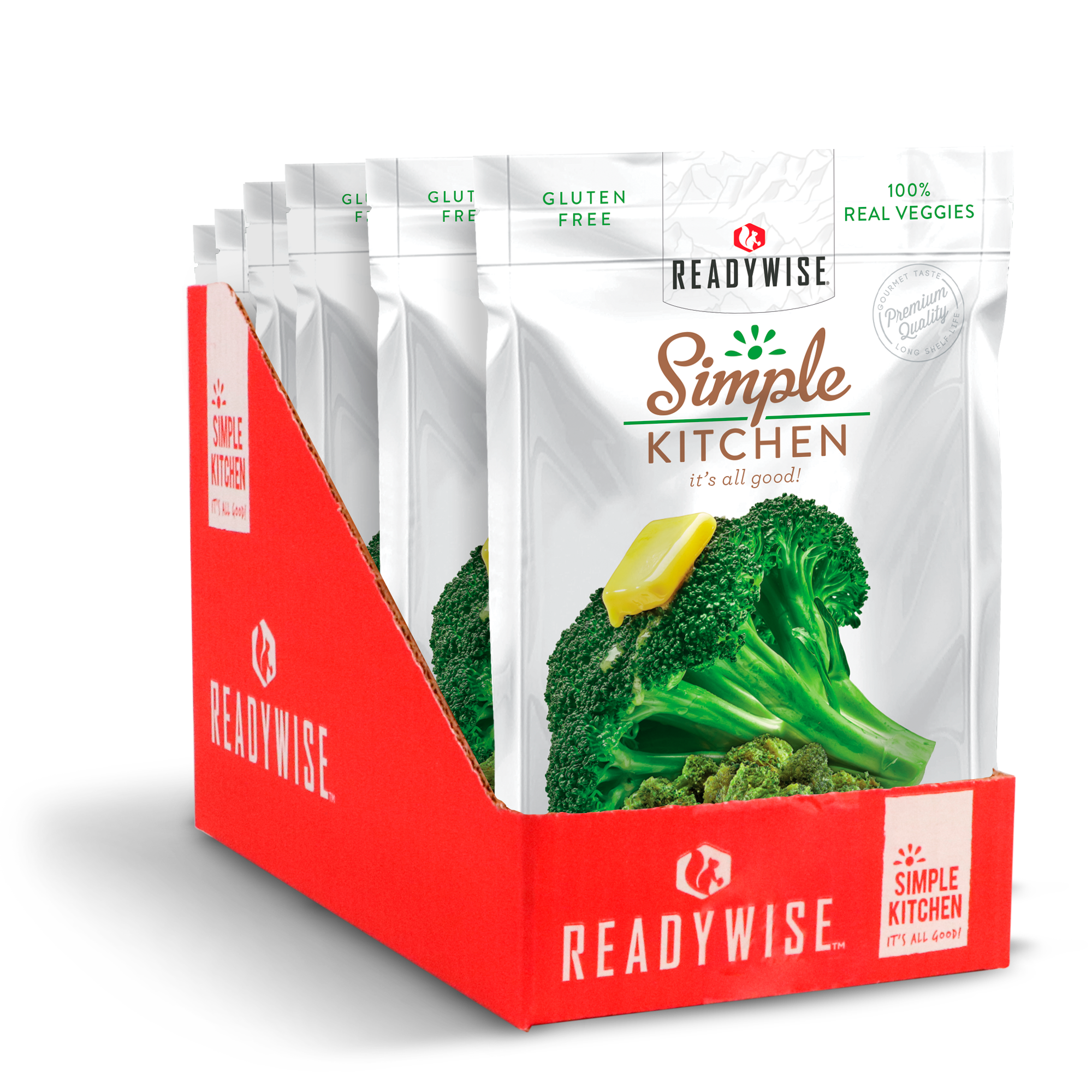 ReadyWise 6-Pack Freeze-Dried Buttered Broccoli - Emergency Food Supply, Camping Meals & Quick Side Dish for Outdoor Adventures