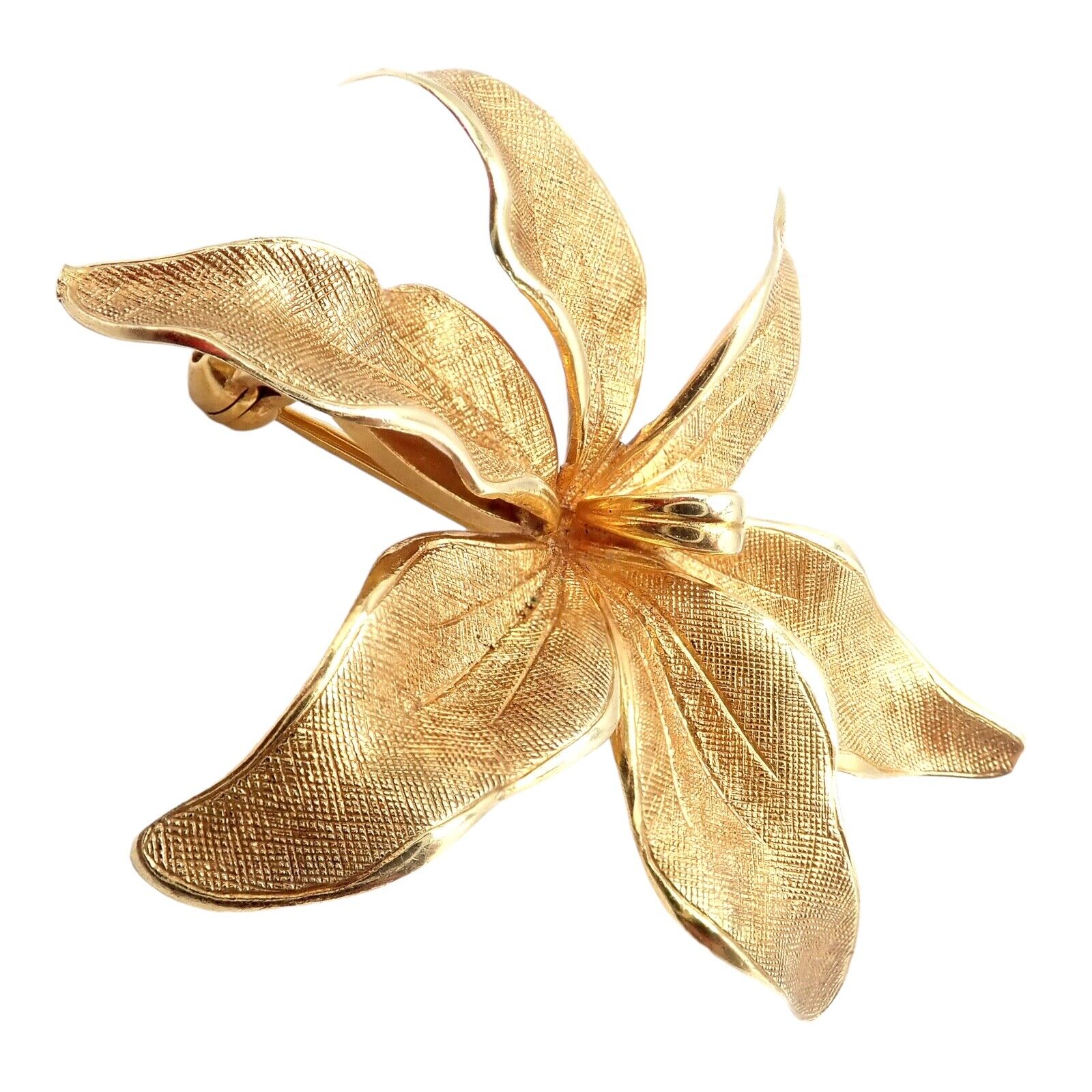 Authentic Vintage Tiffany & Co 14k Yellow Gold Germany Large Flower Pin Brooch - Elegant Jewelry for Women, Perfect for Weddings, Parties & Special Occasions