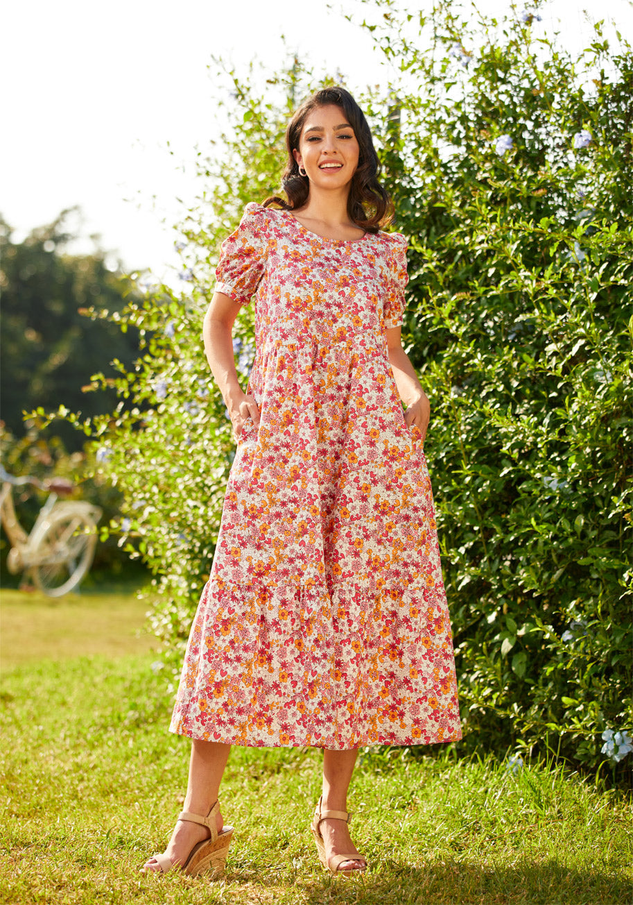 Exuding Ease Midi Dress - Flowy Summer Dress for Women, Casual Boho Chic Dress with Pockets, Perfect for Beach, Vacation & Date Night