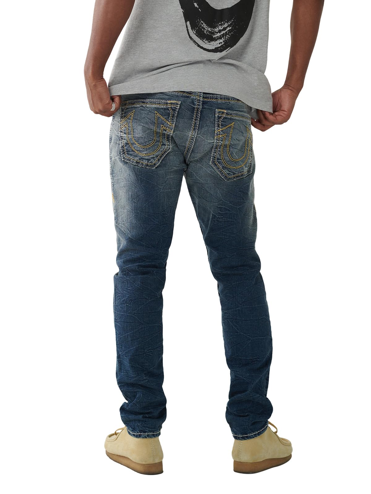 True Religion Men's Rocco Big Qt Relaxed Fit Jeans - 32 Inch Inseam | Premium Denim Pants for Casual Wear & Night Out