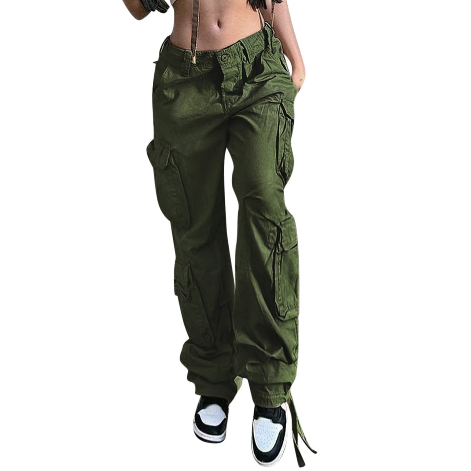 Women's Cargo Pants - Baggy Y2K Fairy Grunge Low Rise Sweatpants with Pockets | Stylish Hip Hop Streetwear for Casual Wear, Concerts & Urban Fashion
