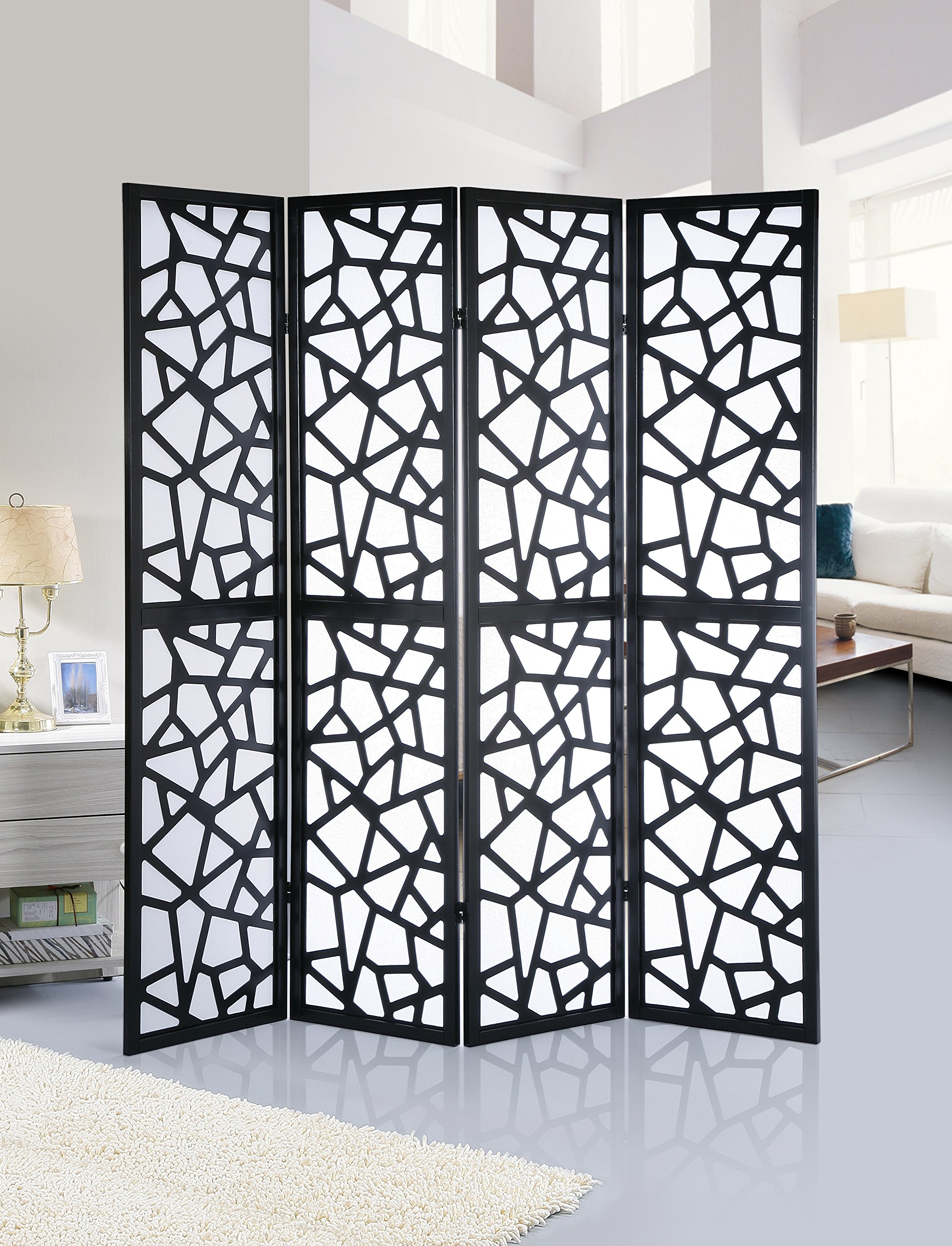 Roundhill Furniture Giyano 4-Panel Room Divider Screen - 70