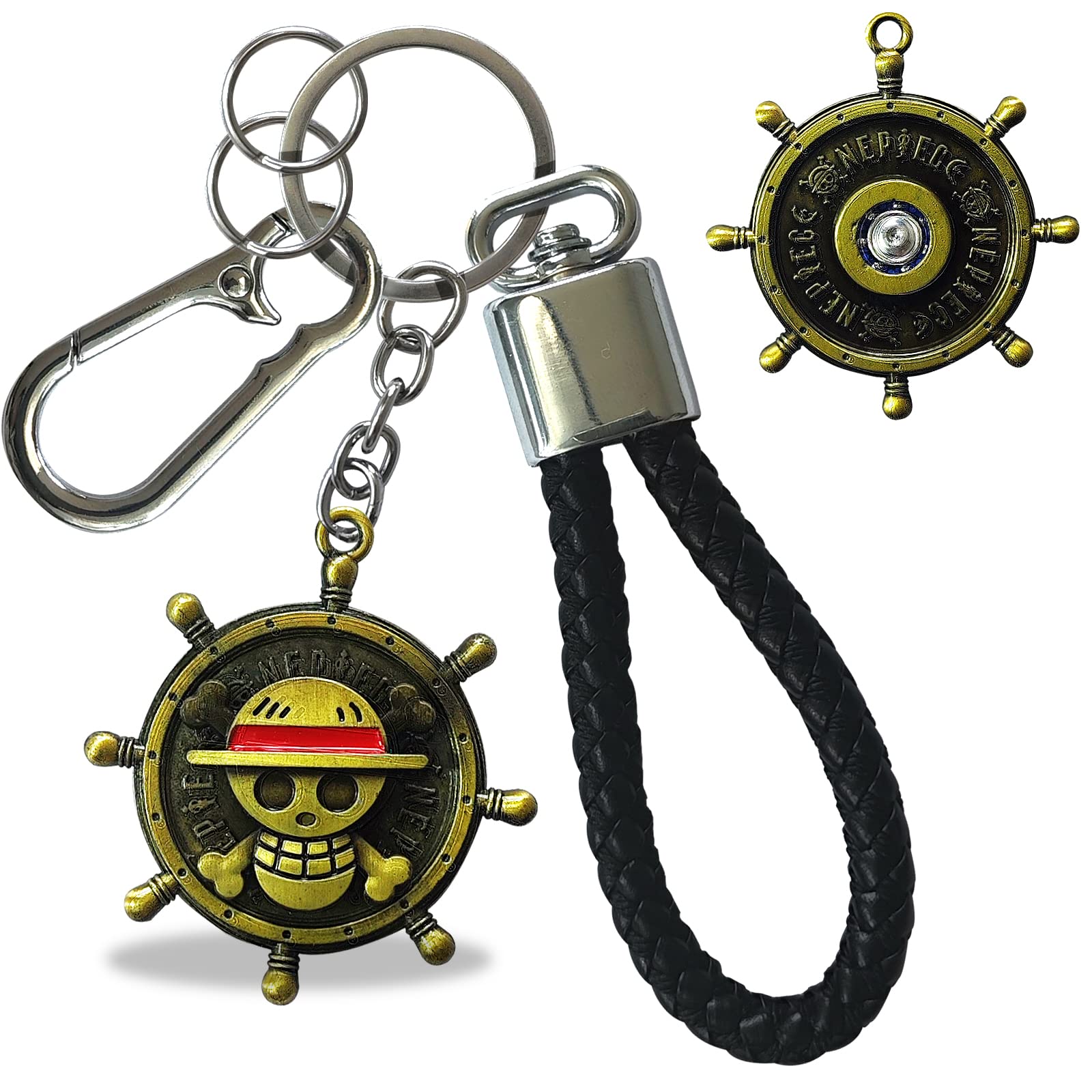 BatriZood One Piece Antique Steampunk Alloy Rotatable Skull Keychain - Unique Anime Collectible for Car Keys, Holiday Gifts & Cosplay Accessories | Perfect for Anime Fans, Gift Giving & Keychain Enthusiasts