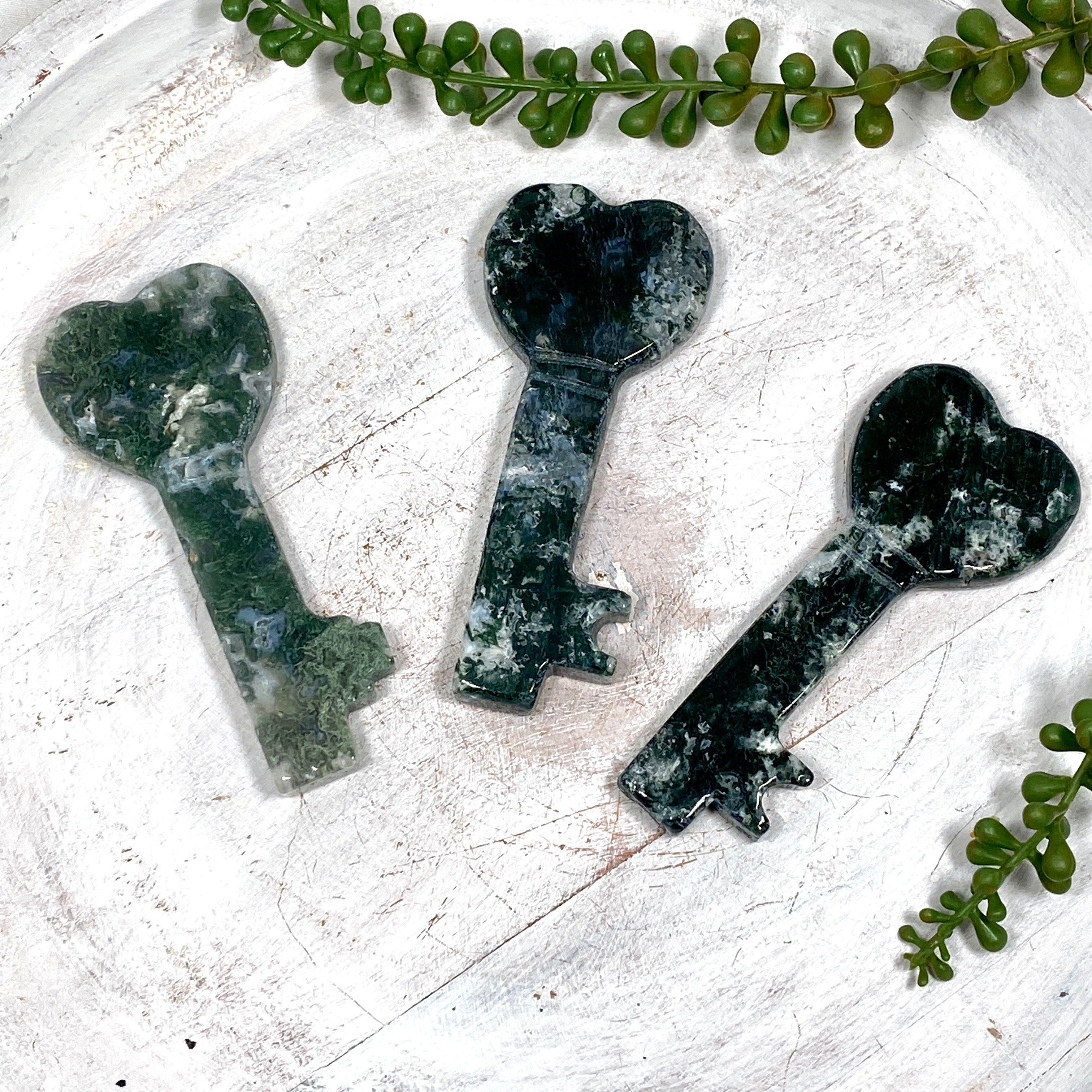 Natural Moss Agate Keychain - Handcrafted Gemstone Jewelry for Women & Men | Perfect for Gifts, Home Decor, and Everyday Carry