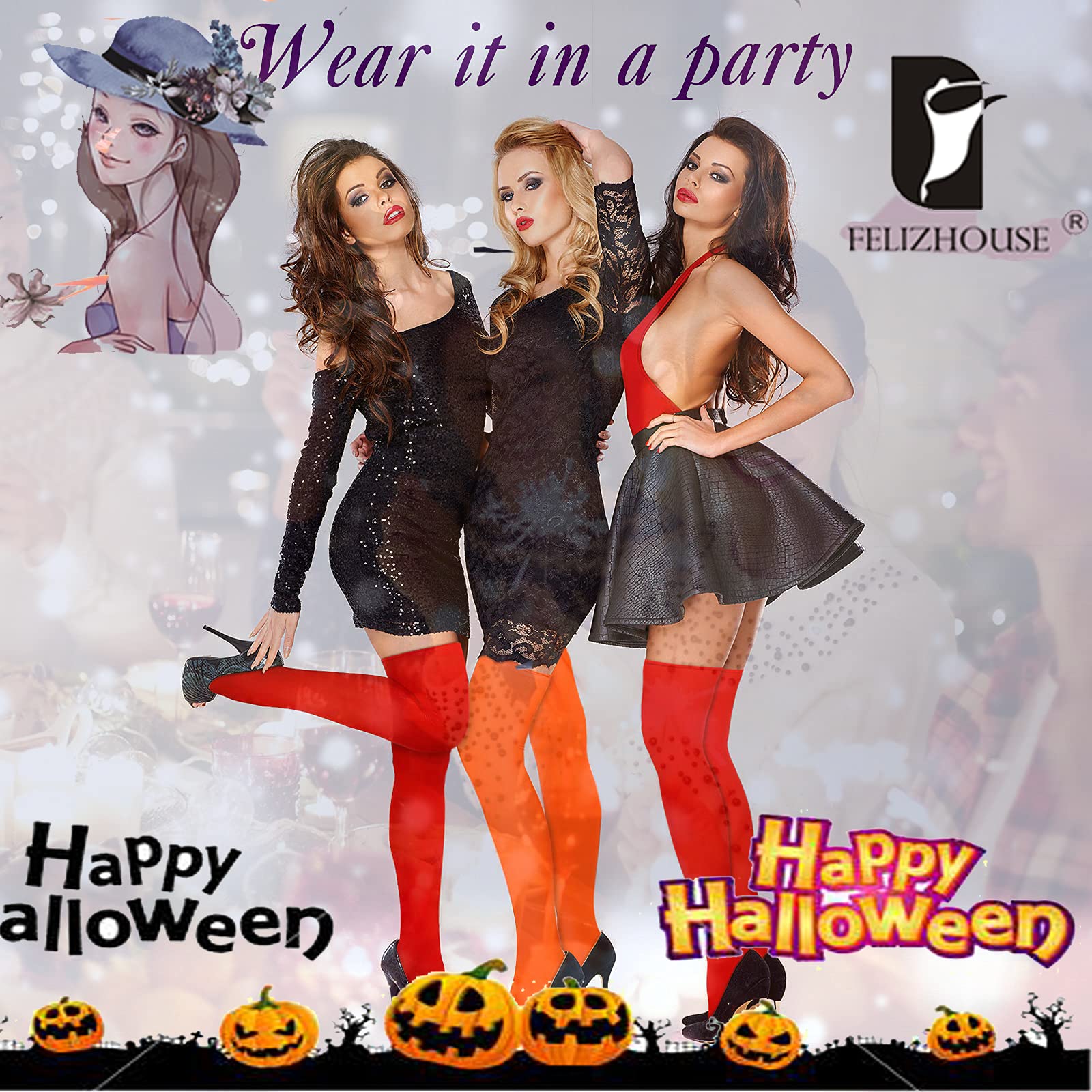 FELIZHOUSE Women's Extra Long Thigh High Socks - Over Knee High Boot Stockings for Women & Girls - Opaque Warm Winter Socks for Halloween Costumes, Cosplay & Everyday Fashion