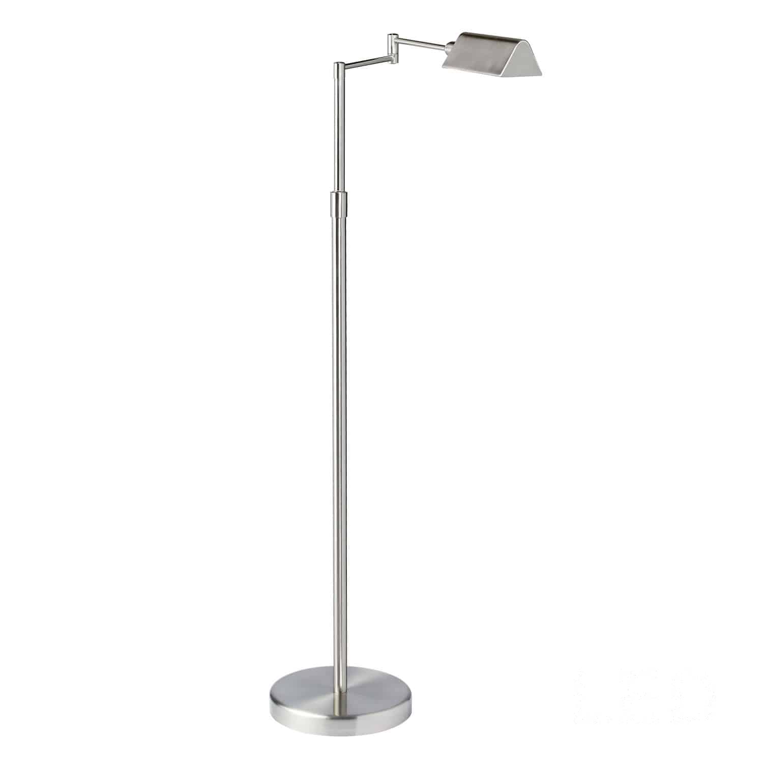 Dainolite 9W Swing Arm Floor Lamp - 50 Inch Adjustable Dimmable LED Standing Light in Satin Nickel Finish for Home, Bedroom, Living Room & Office - Perfect for Reading, Task Lighting & Ambient Illumination - Modern Decor & Workspace Lighting Solution