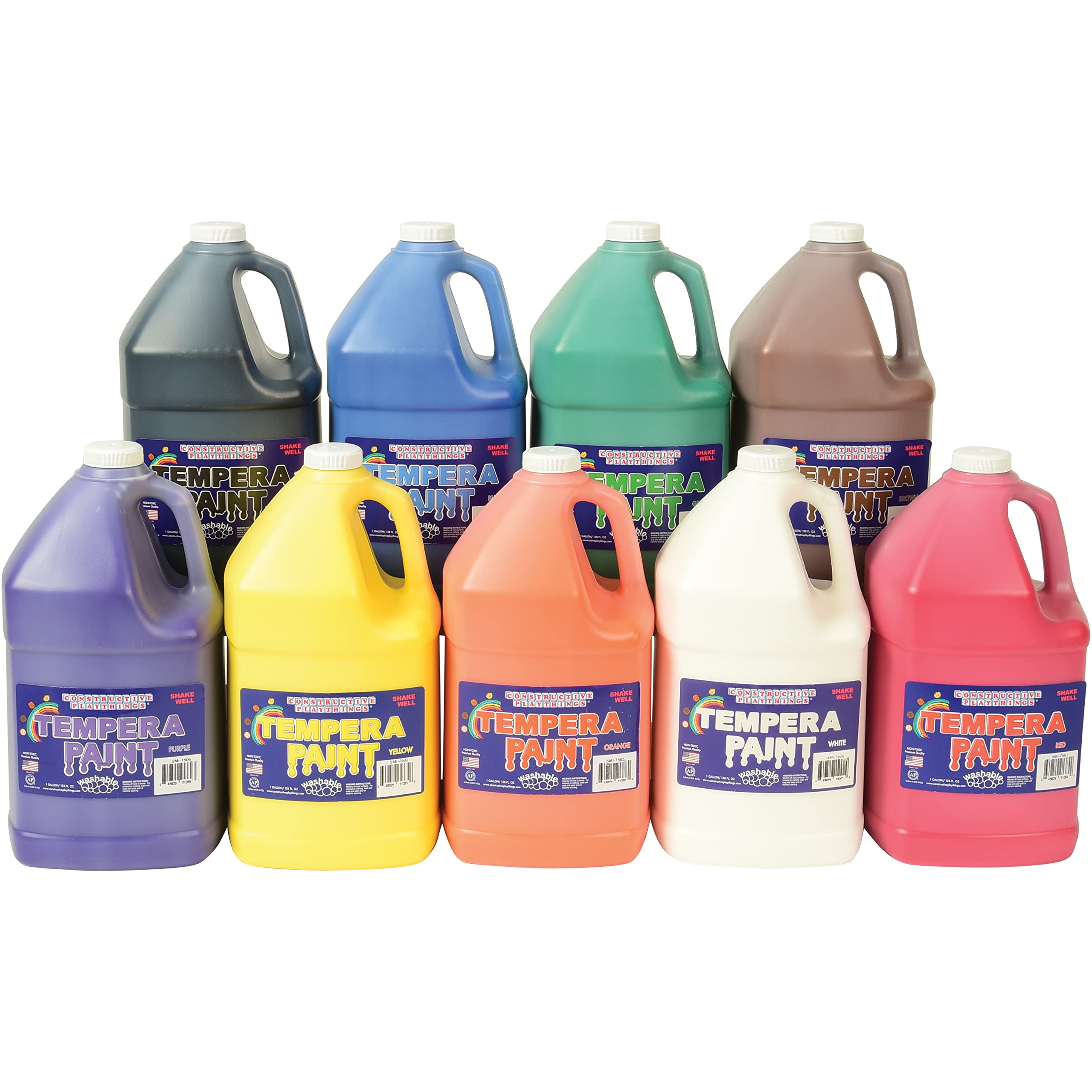 Washable Tempera Paint Set for Kids - Non-Toxic, 9 Vibrant Colors (1 Gallon Each) - Perfect for Classroom Art Projects, DIY Crafts & Creative Painting Activities
