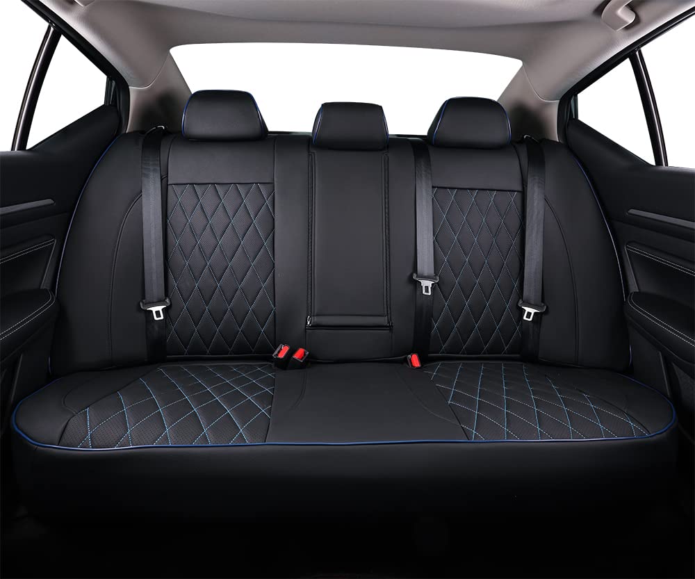 Premium Custom Fit Nissan Sentra Seat Covers for 2020-2025 Models (SV/SR/S) - Full Set Leatherette with Blue Piping - Perfect for Daily Commuting & Road Trips