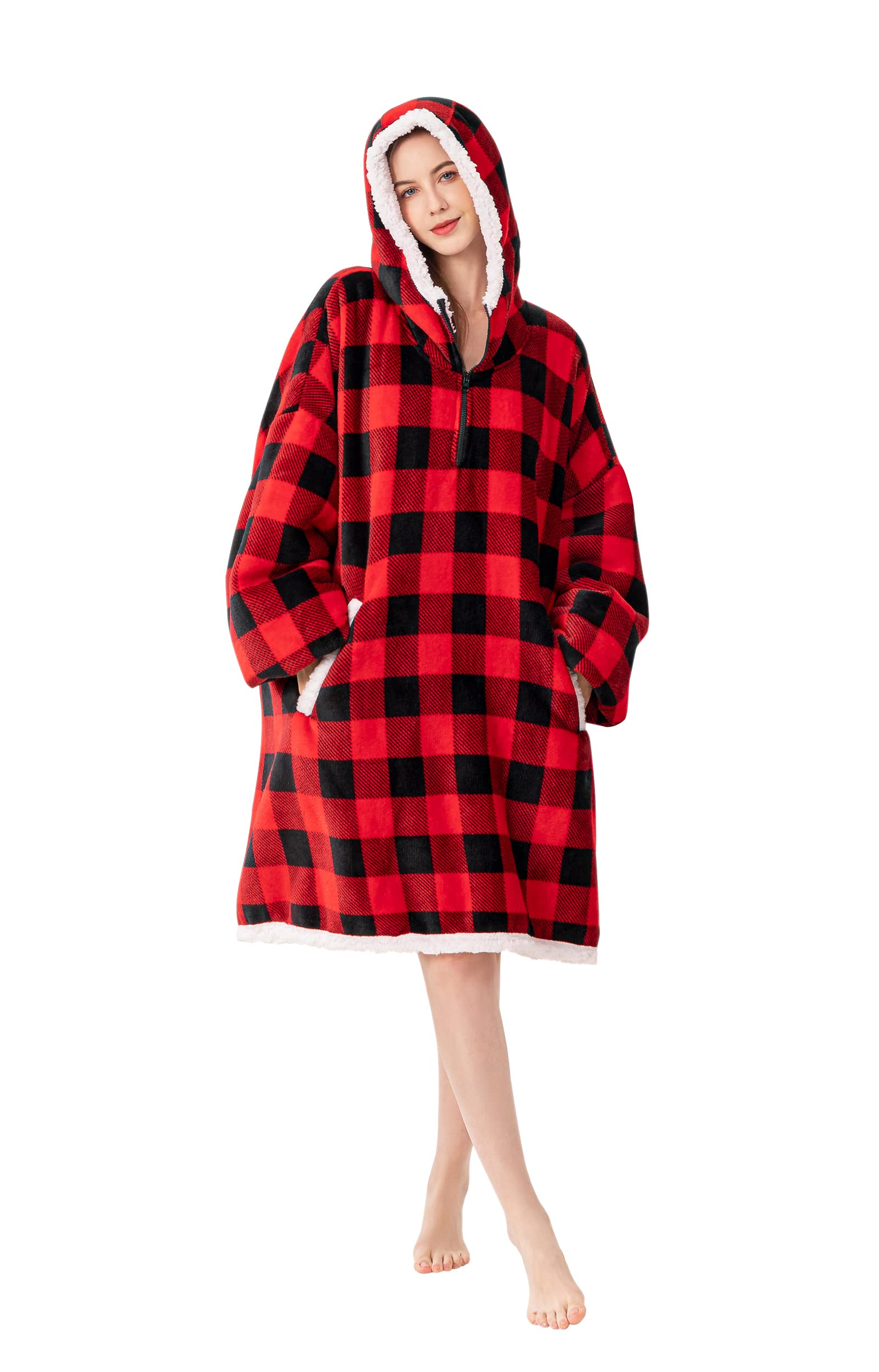 Sunolga Women's Wearable Blanket Hoodie - Oversized Soft Fleece Sweatshirt with Hood & Pockets | Cozy Warm Blanket for Lounge, Travel & Outdoor Activities