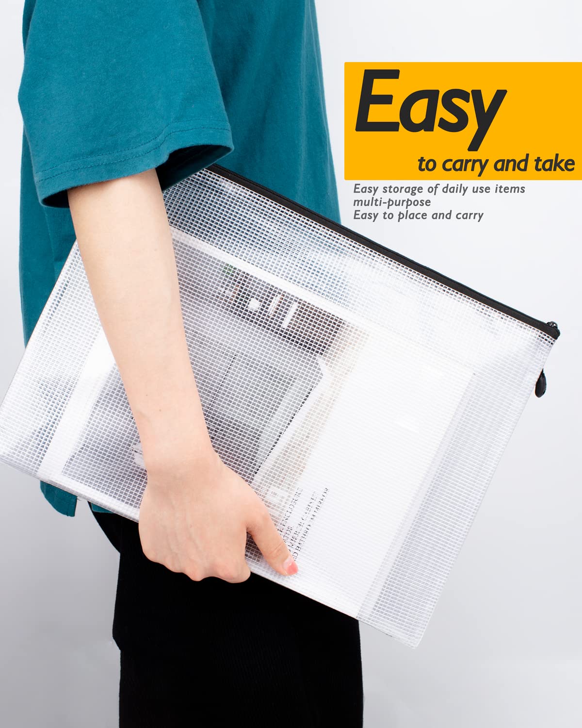 SUNEE Mesh Zipper Pouch 30-Pack (11x16 in) - Waterproof Organizer for School, Travel & Office Supplies