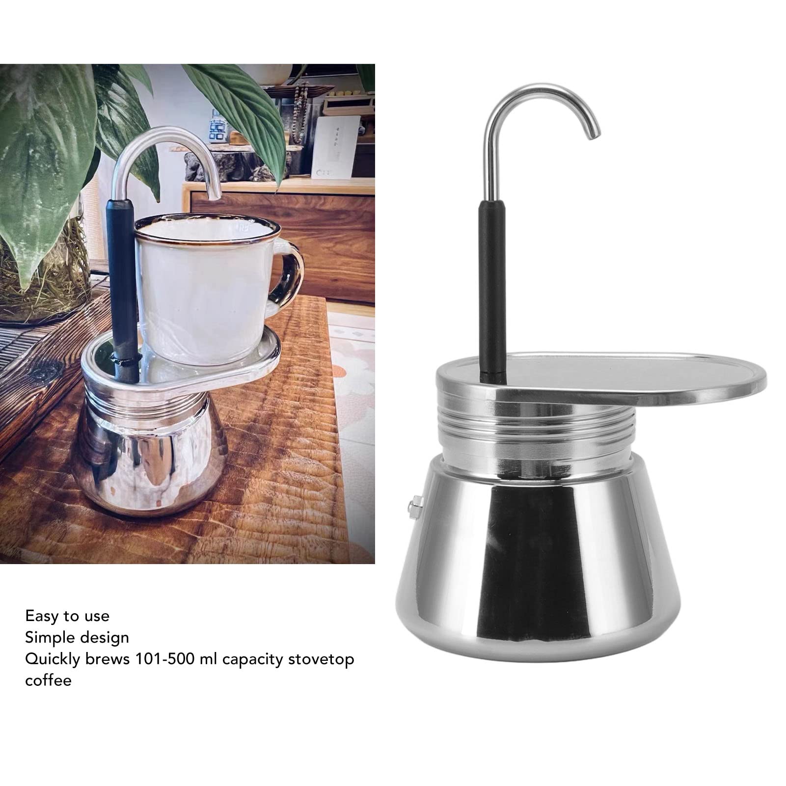 Haofy Stovetop Espresso Maker - 3 Cup Italian Moka Pot, Durable Stainless Steel Coffee Maker for Home & Camping - Perfect for Espresso Lovers & Outdoor Adventures