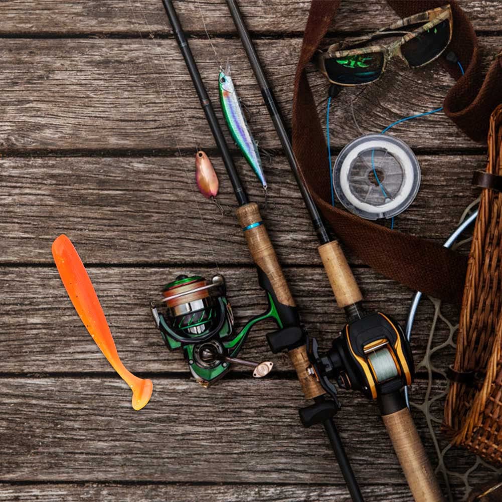 4 Colors 7.5cm Realistic Soft Fishing Lures - Saltwater & Freshwater Bait for Bass, Trout, Walleye - Perfect for Pool, Sea, Lake & Wild Fishing (Orange) - Ideal for Kayak, Shore & Boat Anglers