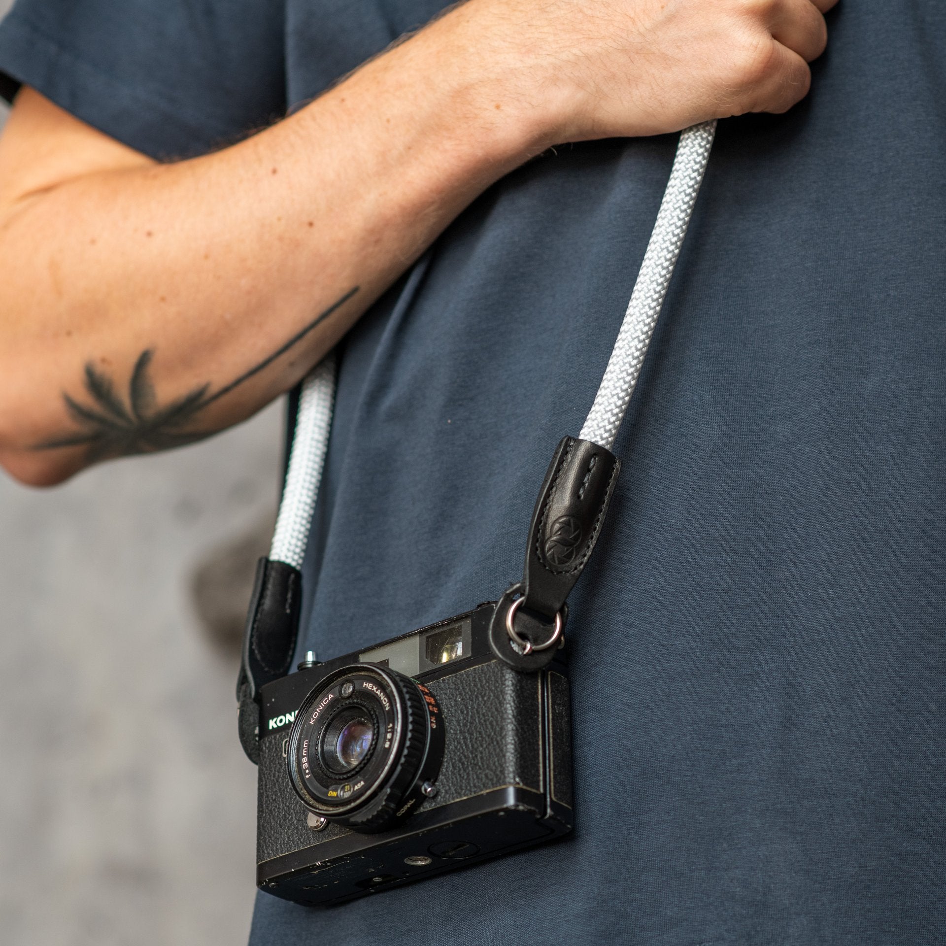 Cooph Adjustable Rope Camera Strap with Split Ring - 45.3 inch (115cm) Silver Gray for DSLR/Mirrorless Cameras - Perfect for Travel, Hiking & Photography Enthusiasts