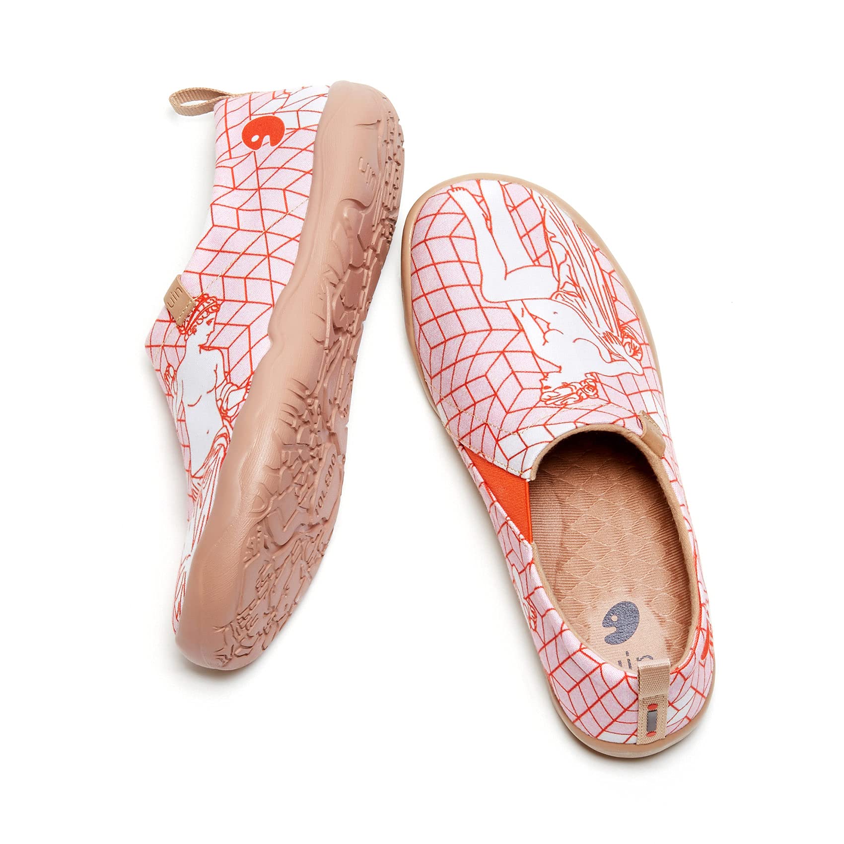 UIN Women's Slip On Sneakers - Casual Knit Loafers with Artistic Painting, Soft Comfort Walking Shoes for Women | Perfect for Work, Travel & Everyday Wear